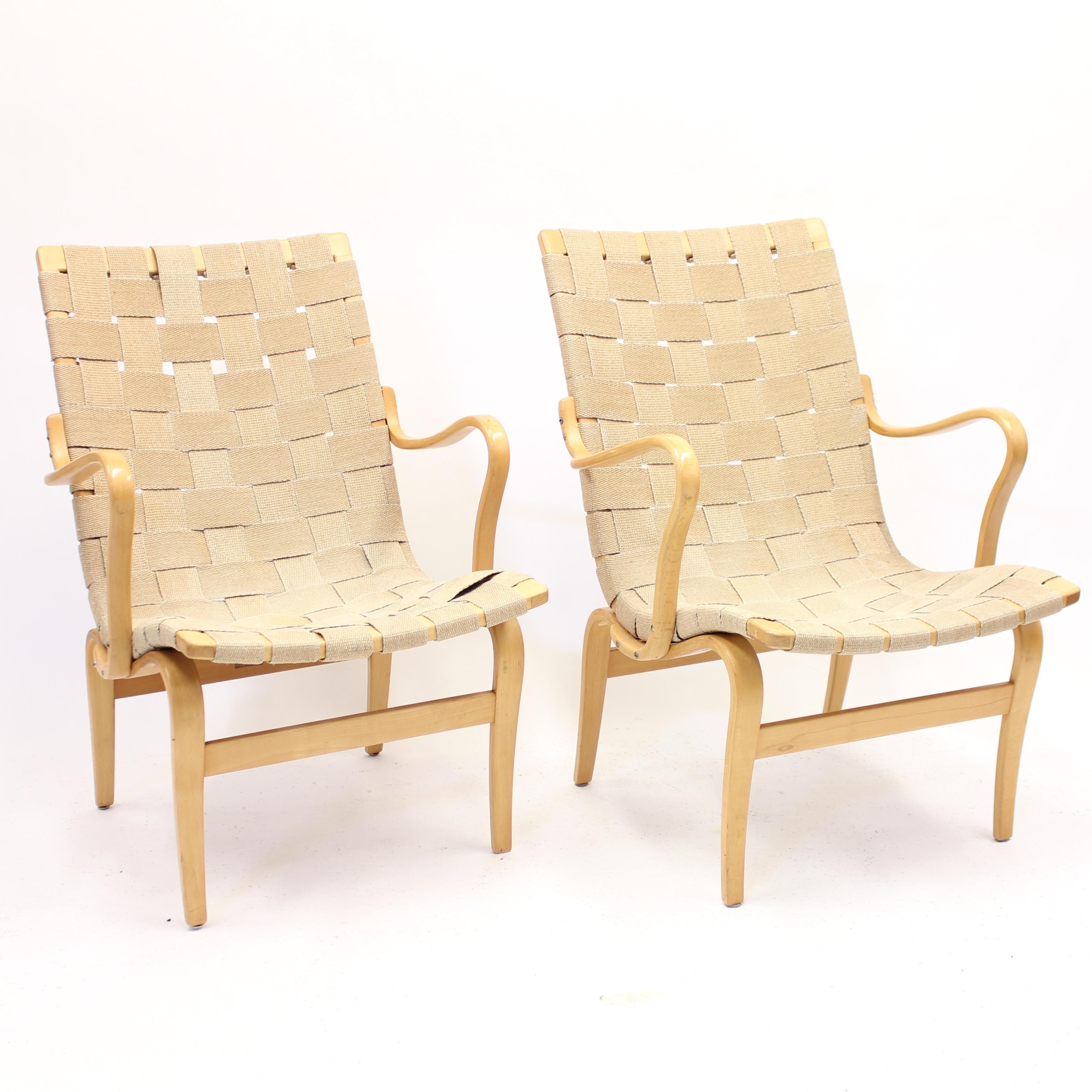 Scandinavian Modern Bruno Mathsson, Pair of Early Eva Chairs, 1950s