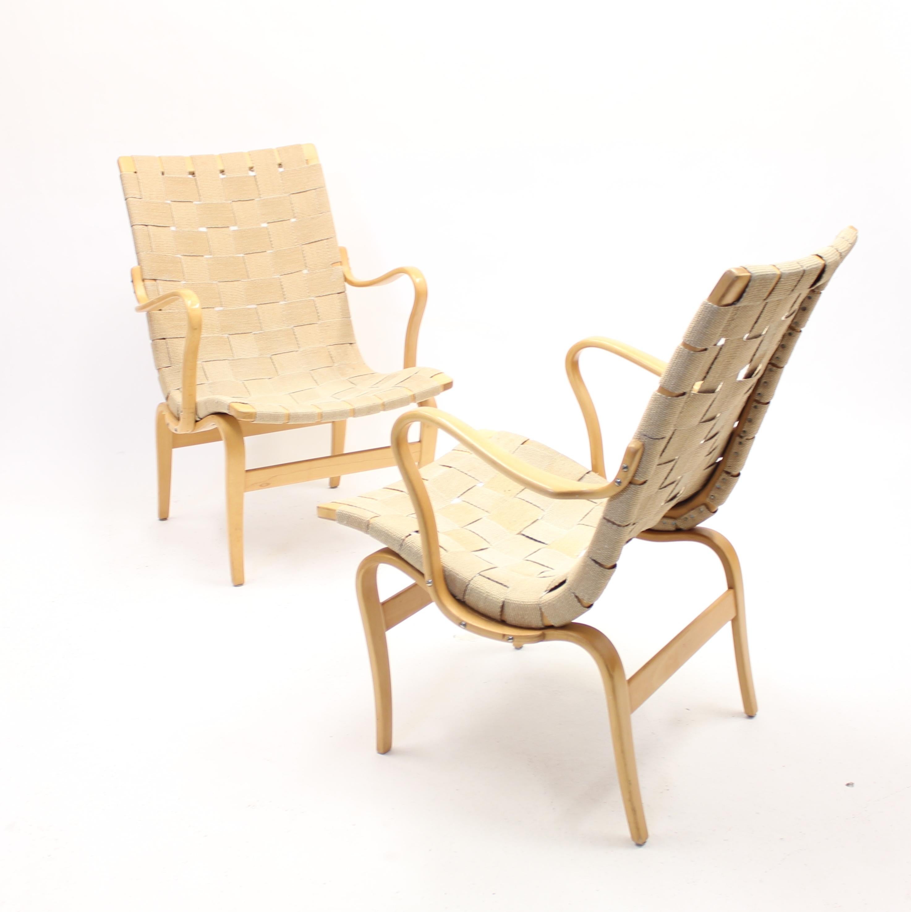 Bruno Mathsson, Pair of Early Eva Chairs, 1950s 1