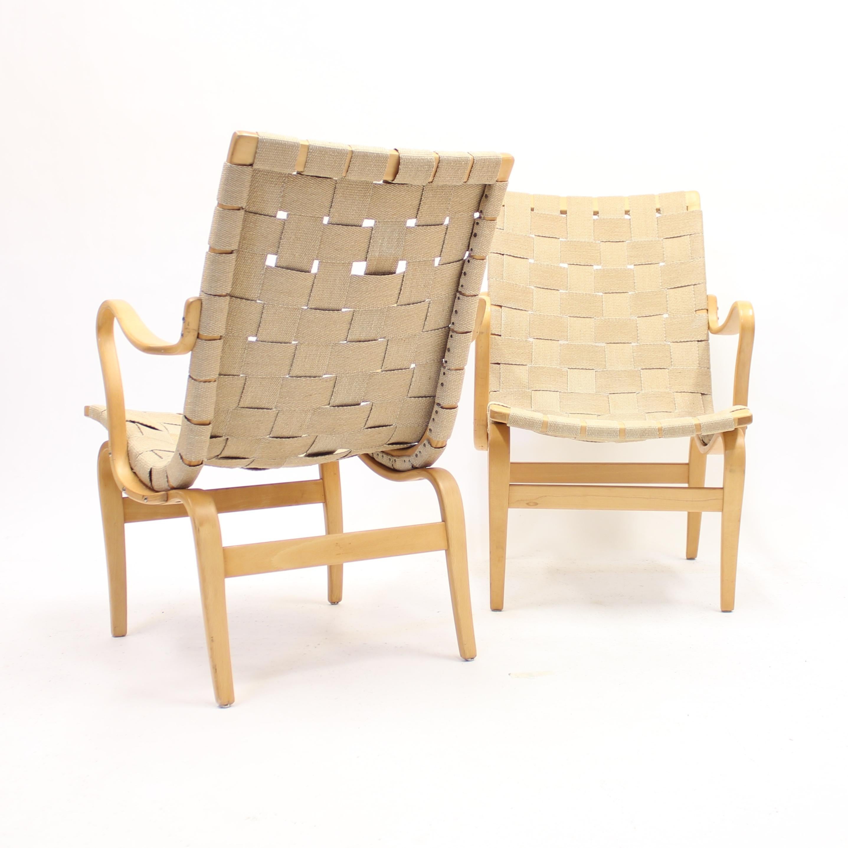 Bruno Mathsson, Pair of Early Eva Chairs, 1950s 2