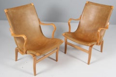 Bruno Mathsson Pair of Eva Lounge Chair with Leather