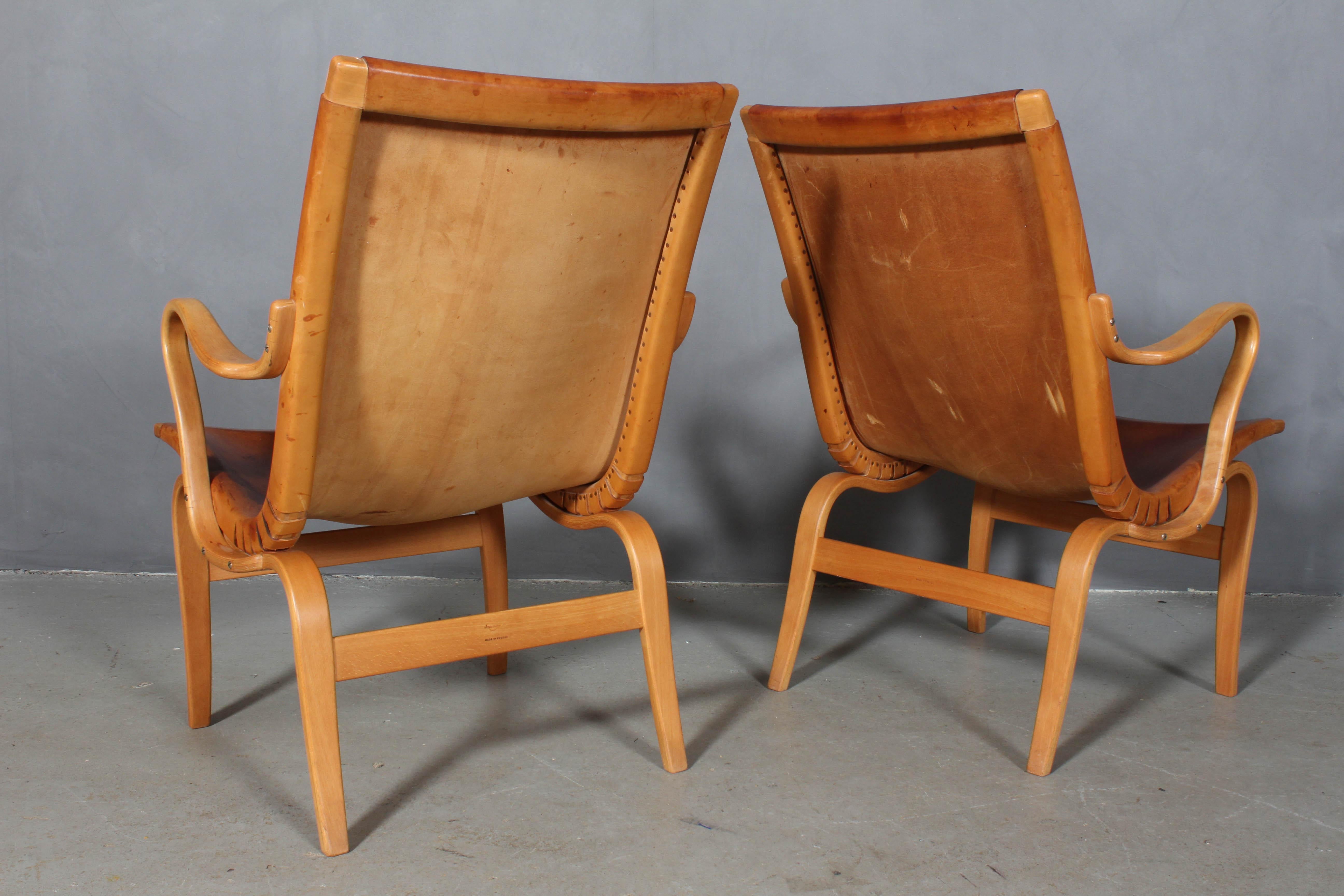 Bruno Mathsson Pair of Eva Lounge Chair with Leather 2