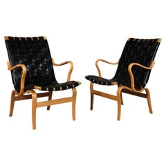 Bruno Mathsson Pair of Eva Lounge Chair with Leather