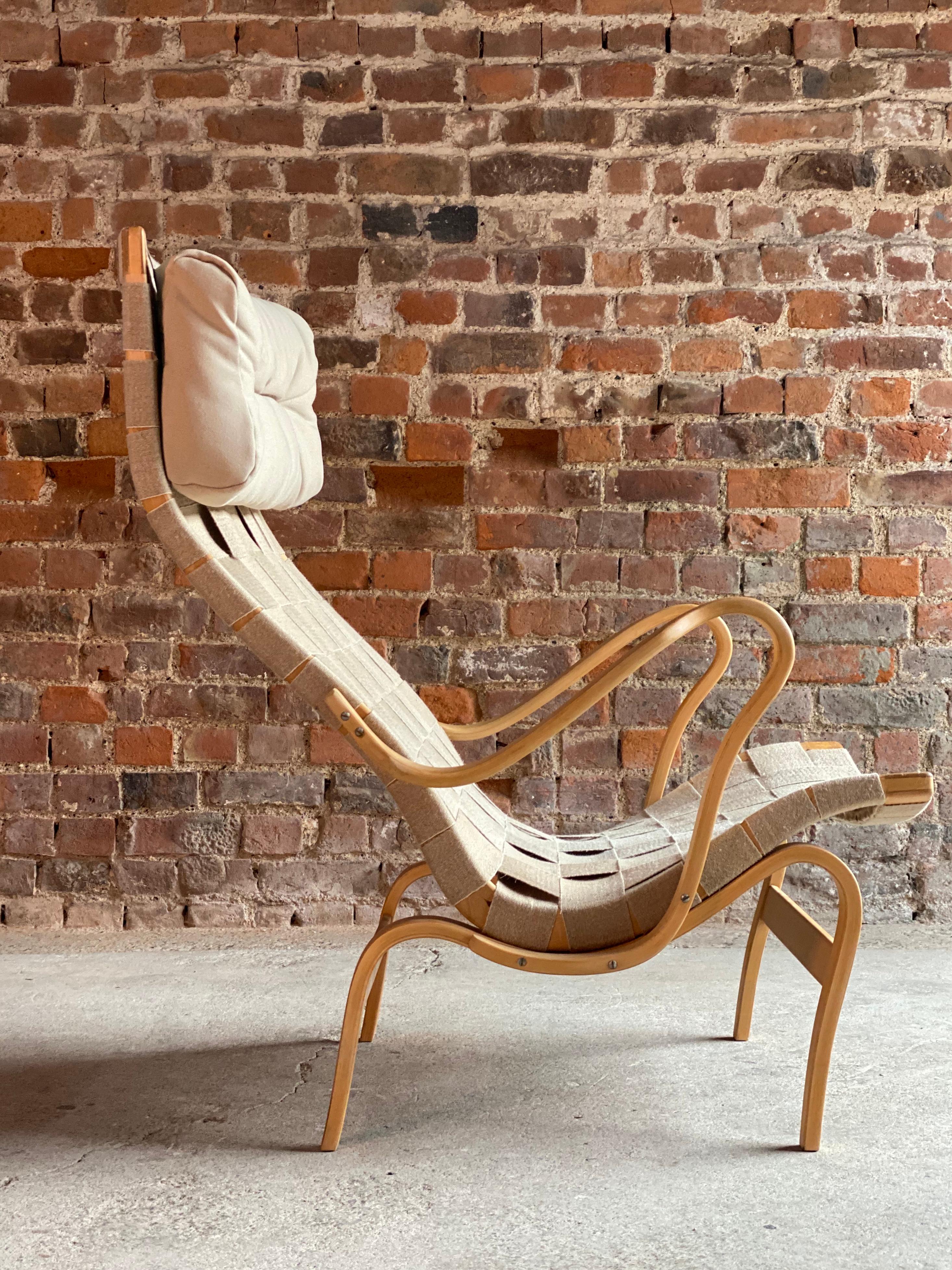 Bruno Mathsson Pernilla 1 easy chair by DUX Sweden, circa 1970s

Bruno Mathsson ‘Pernilla 1’ easy chair for DUX Sweden circa 1970s, the bentwood beech frame upholstered in original woven linen webbing. The 'Pernilla' easy chair was designed in