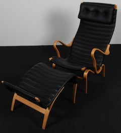 Bruno Mathsson Pernilla 2 Lounge Chair with Ottoman, leather