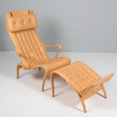 Bruno Mathsson Pernilla 2 Lounge Chair with Ottoman, leather