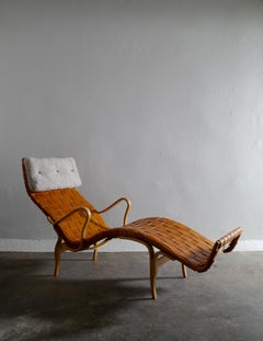 Bruno Mathsson "Pernilla 3" Lounge Chair in Leather and Sheepskin Swedish, 1970s
