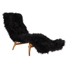 Bruno Mathsson "Pernilla 3" Lounge Chair in long haired lambskin