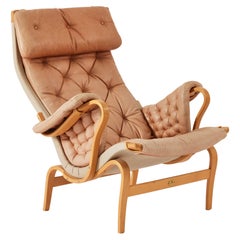 Bruno Mathsson Pernilla 69 Leather and Beech Chair, Dux, Sweden