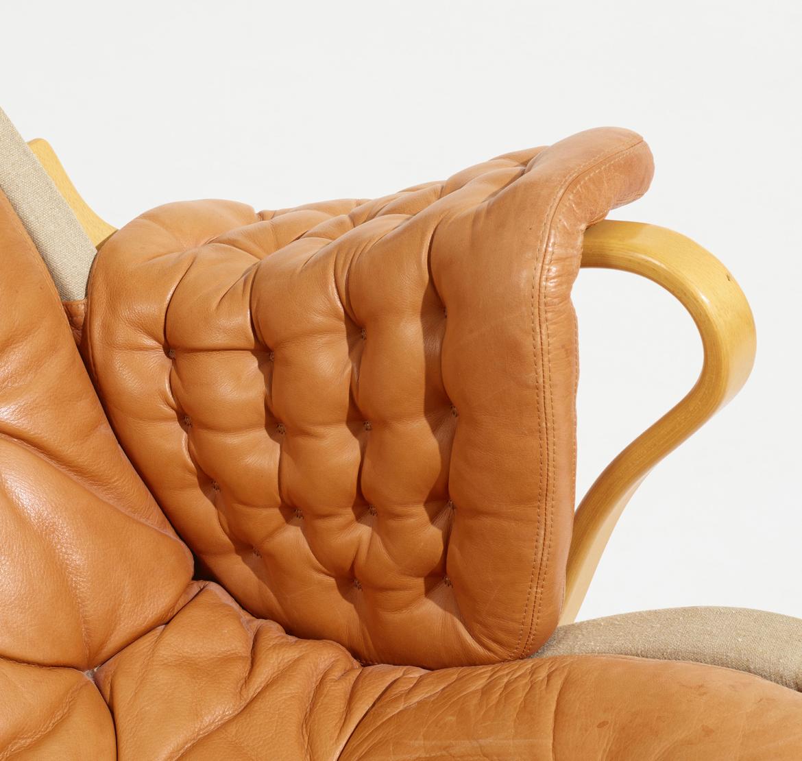 Mid-Century Modern Bruno Mathsson Pernilla 69 Lounge Chair and Ottoman