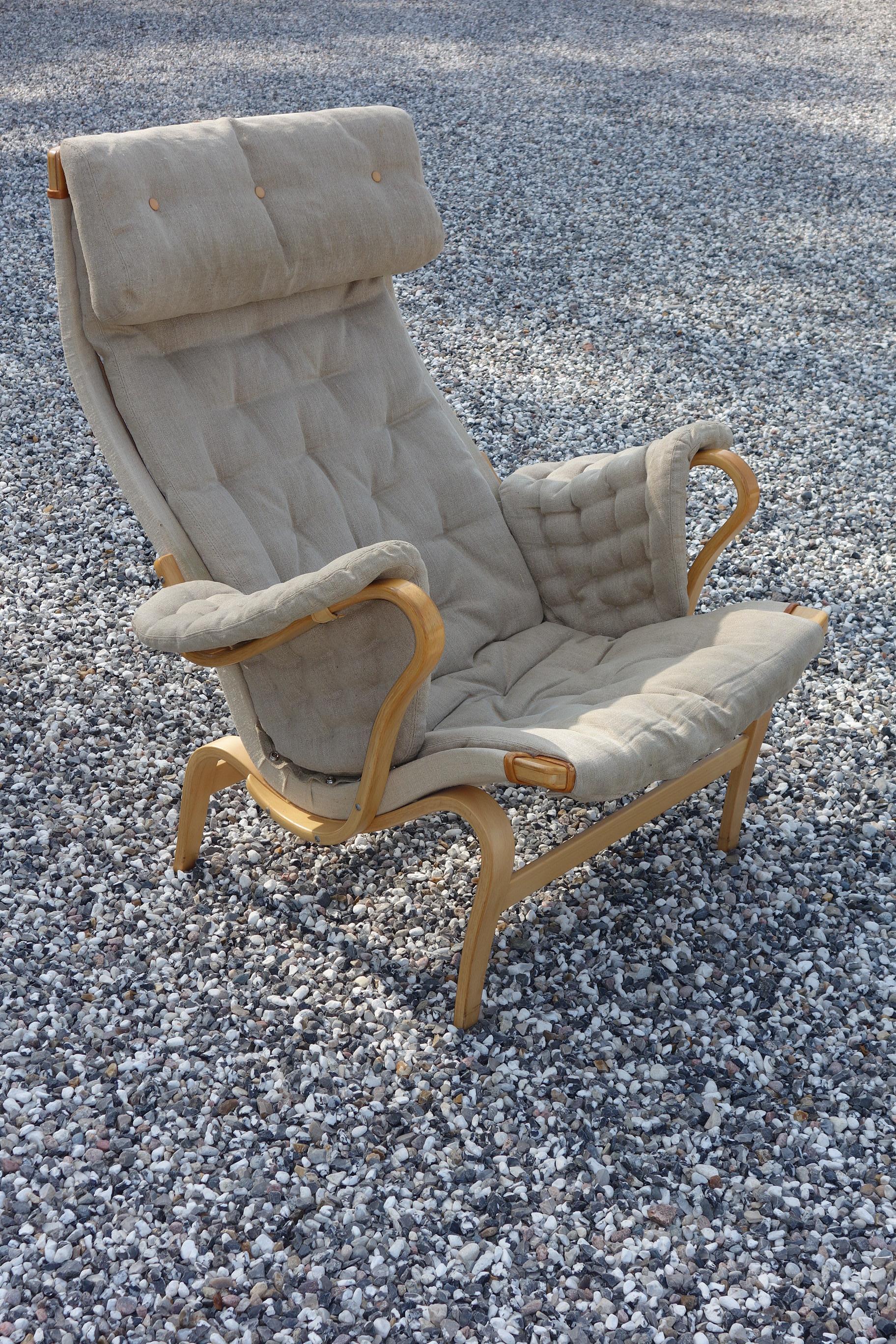 Modern Bruno Mathsson, Pernilla Armchair in Canvas Made by DUX Sweden Designed, 1944 For Sale