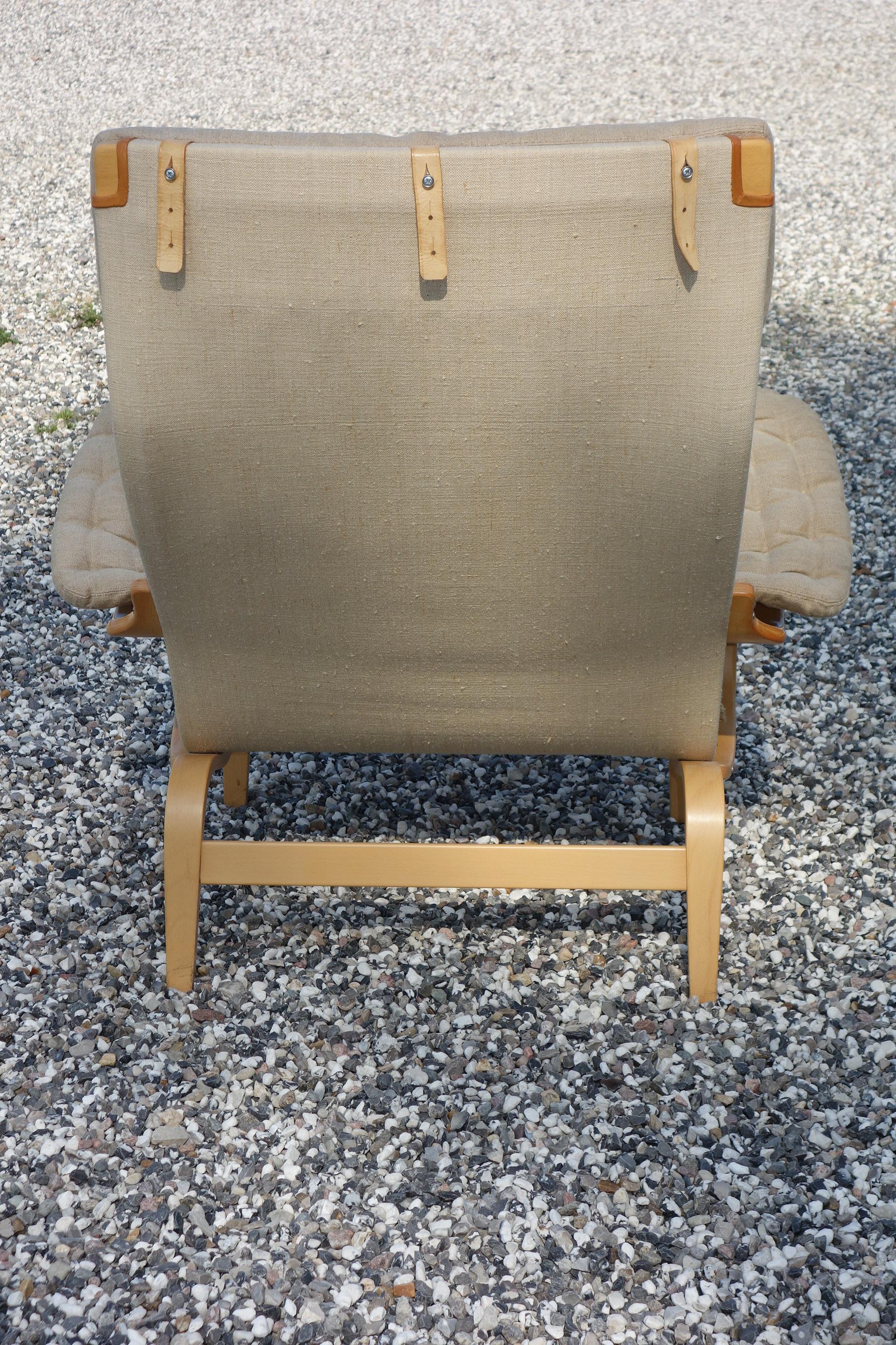 Danish Bruno Mathsson, Pernilla Armchair in Canvas Made by DUX Sweden Designed, 1944 For Sale