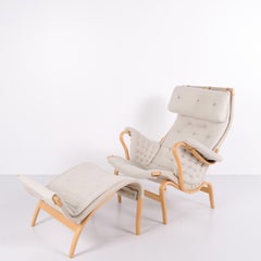 Bruno Mathsson Pernilla Armchair with Footstool Model 69 for DUX