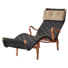 Bruno Mathsson "Pernilla" Chaise Longue Stuhl aus Papiergeflecht, 1950er Jahre