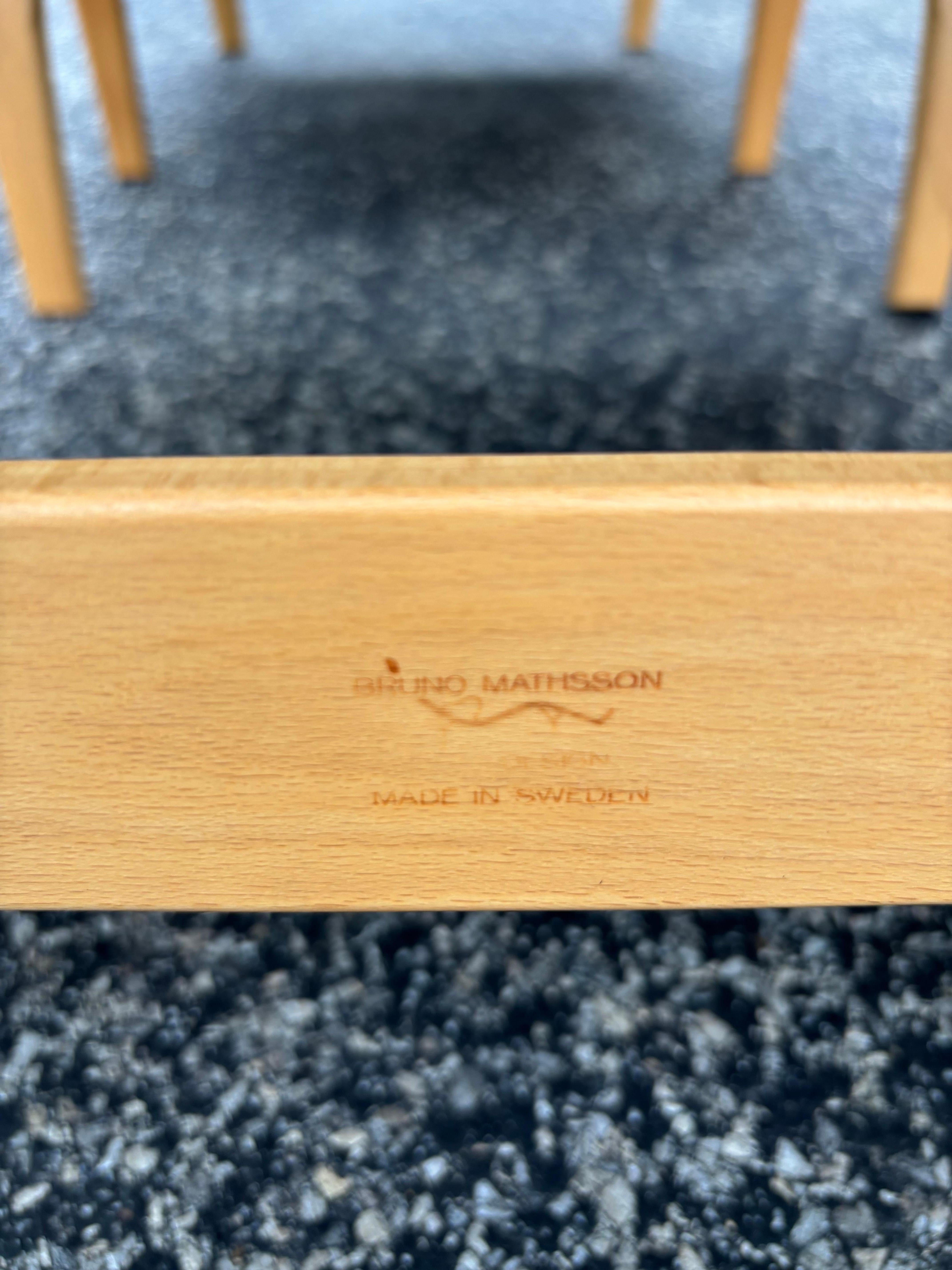 Bruno Mathsson Pernilla Chaise Lounge and Ottoman. This set dates to about 2005. Still presents very well with a couple flaws photographed and shown in the photos. Sits very well, straps are tight and wood is clean overall. This was in a guest