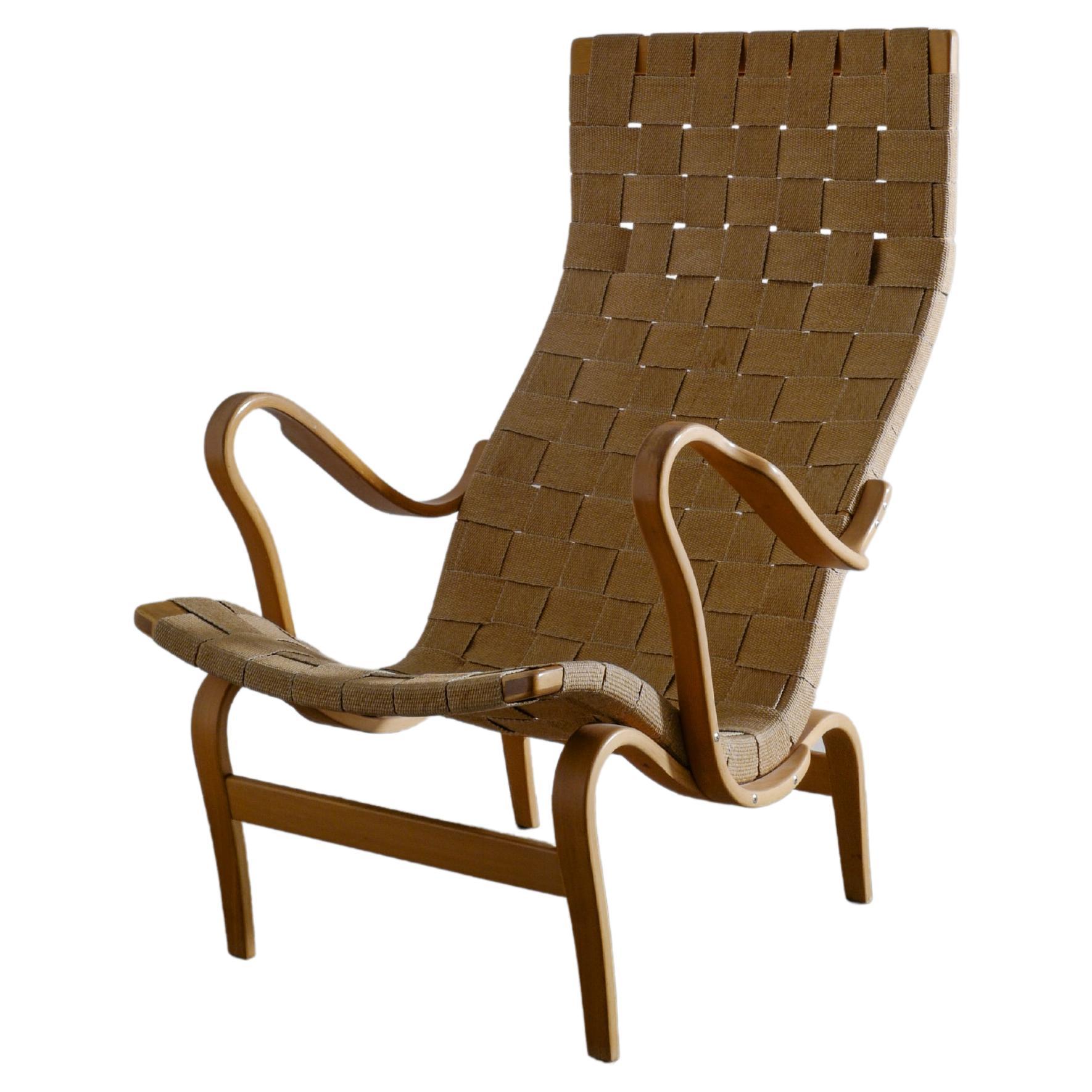 Bruno Mathsson "Pernilla" Lounge Arm Chair in Beech Produced in Sweden, 1962