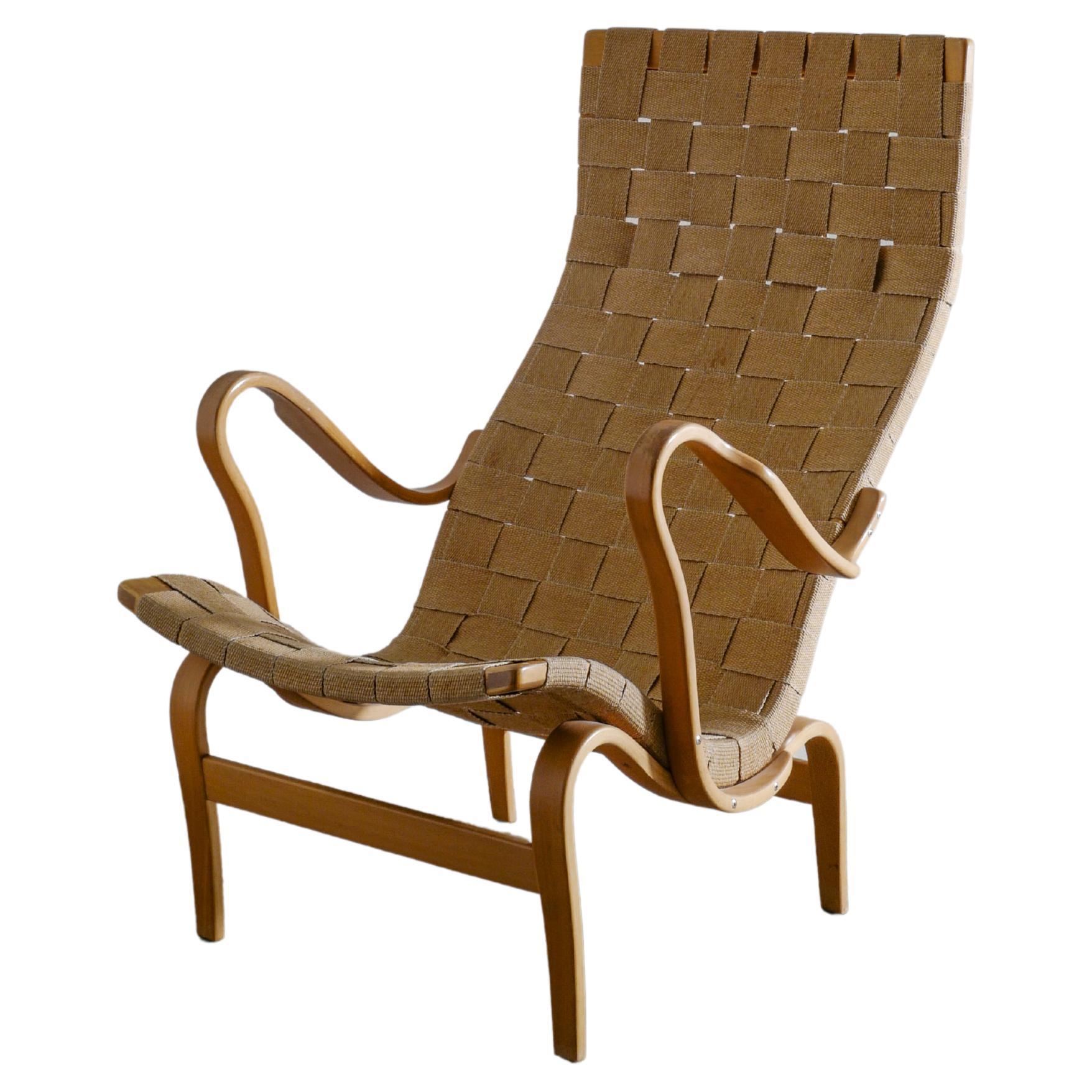 Bruno Mathsson "Pernilla" Lounge Arm Chair in Beech Produced in Sweden, 1976