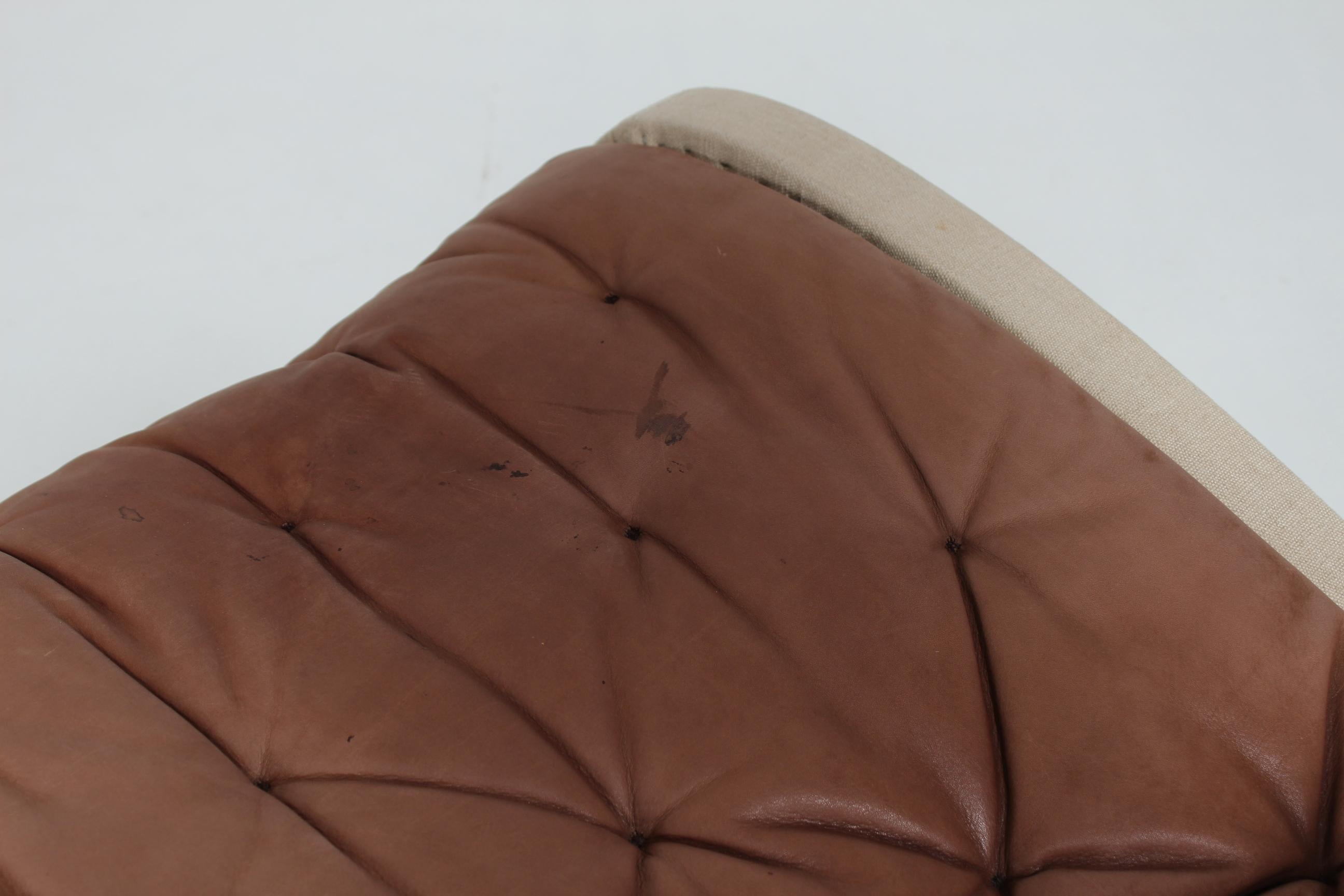 Bruno Mathsson Pernilla Lounge Chair + Stool of Chocolate Leather for Dux 1970s 9