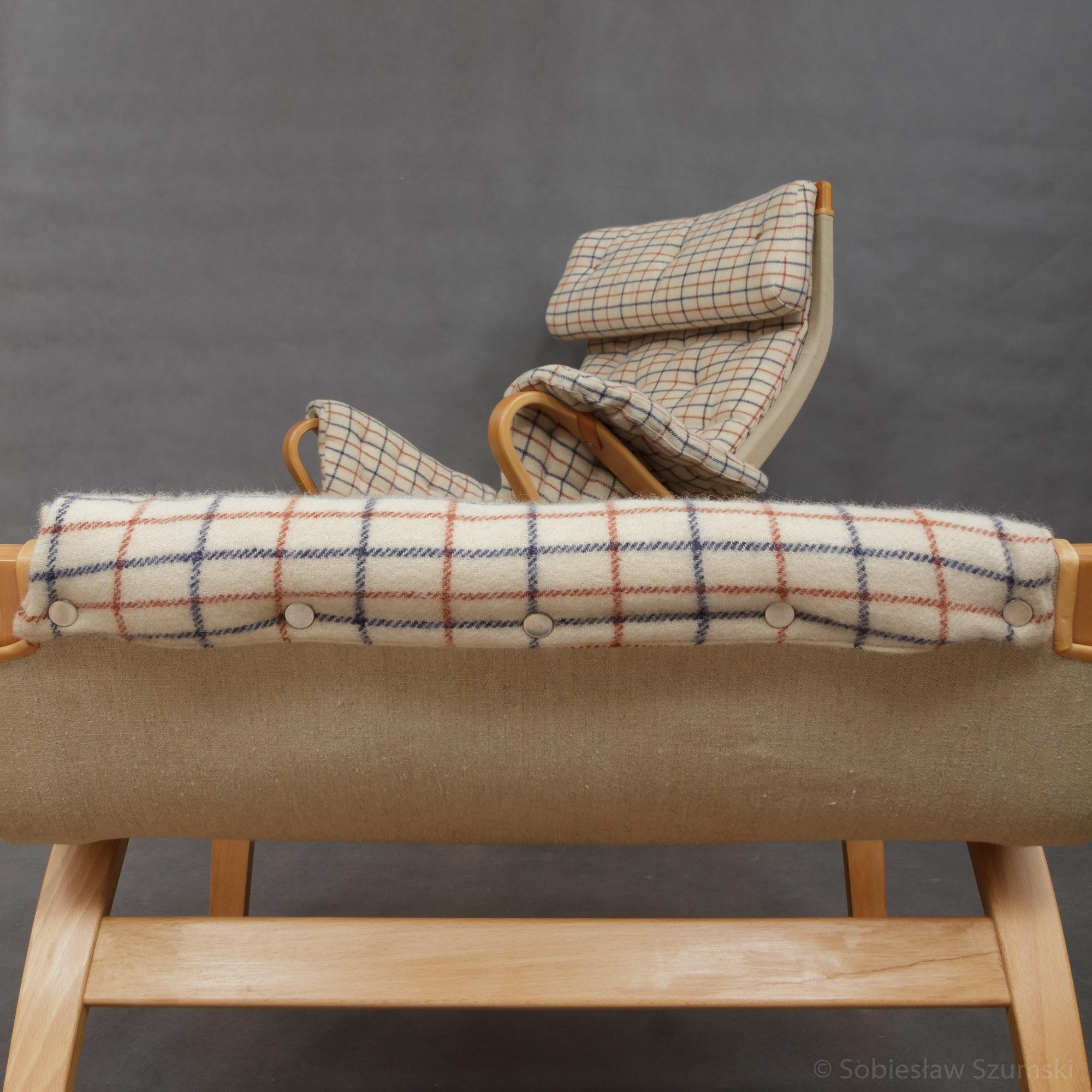 Swedish Bruno Mathsson Pernilla Lounge Chair with Footstool