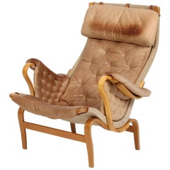 Bruno Mathsson Pernilla Lounge Chair with Nature Leather Cushions