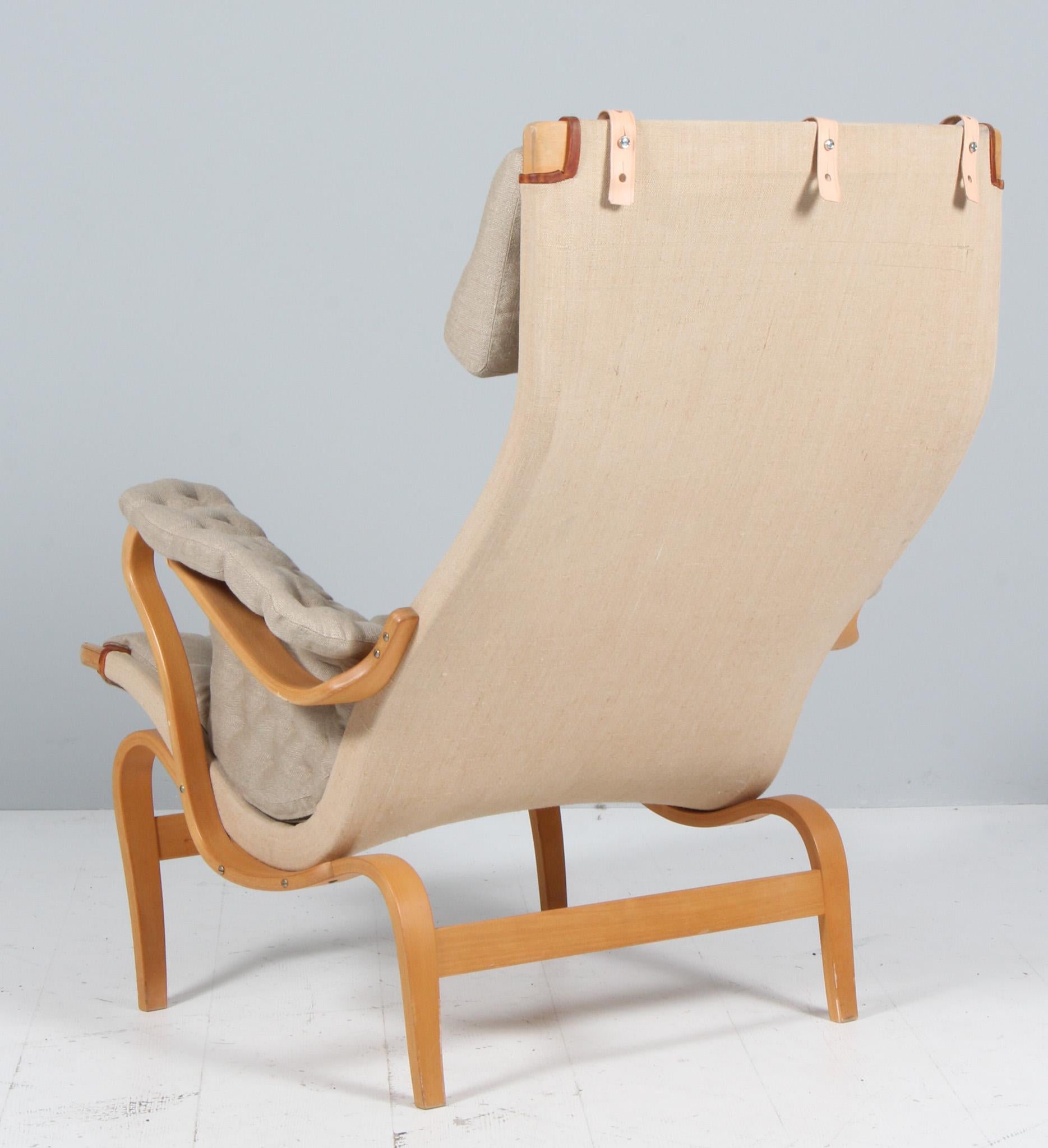 Bruno Mathsson Pernilla Lounge Chair with Ottoman, new canvas 3