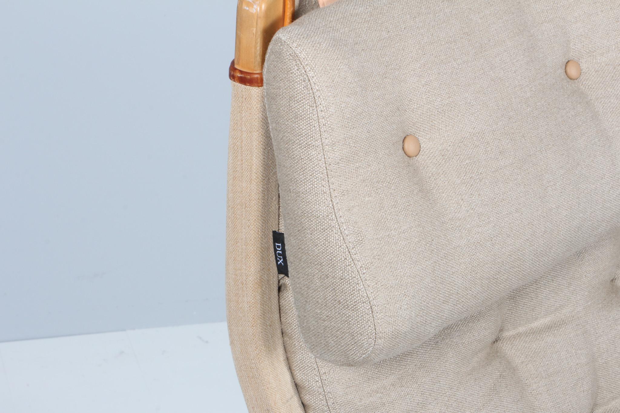 Late 20th Century Bruno Mathsson Pernilla Lounge Chair with Ottoman, new canvas