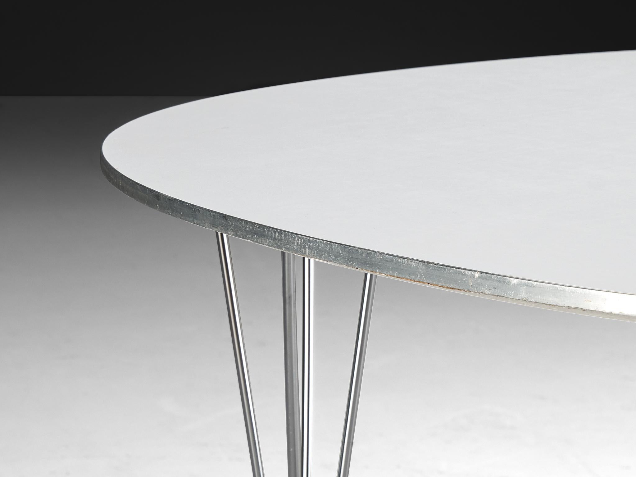 Scandinave moderne Bruno Mathsson Piet Hein pour Fritz Hansen Table de salle à manger Super-Ellipse White en vente