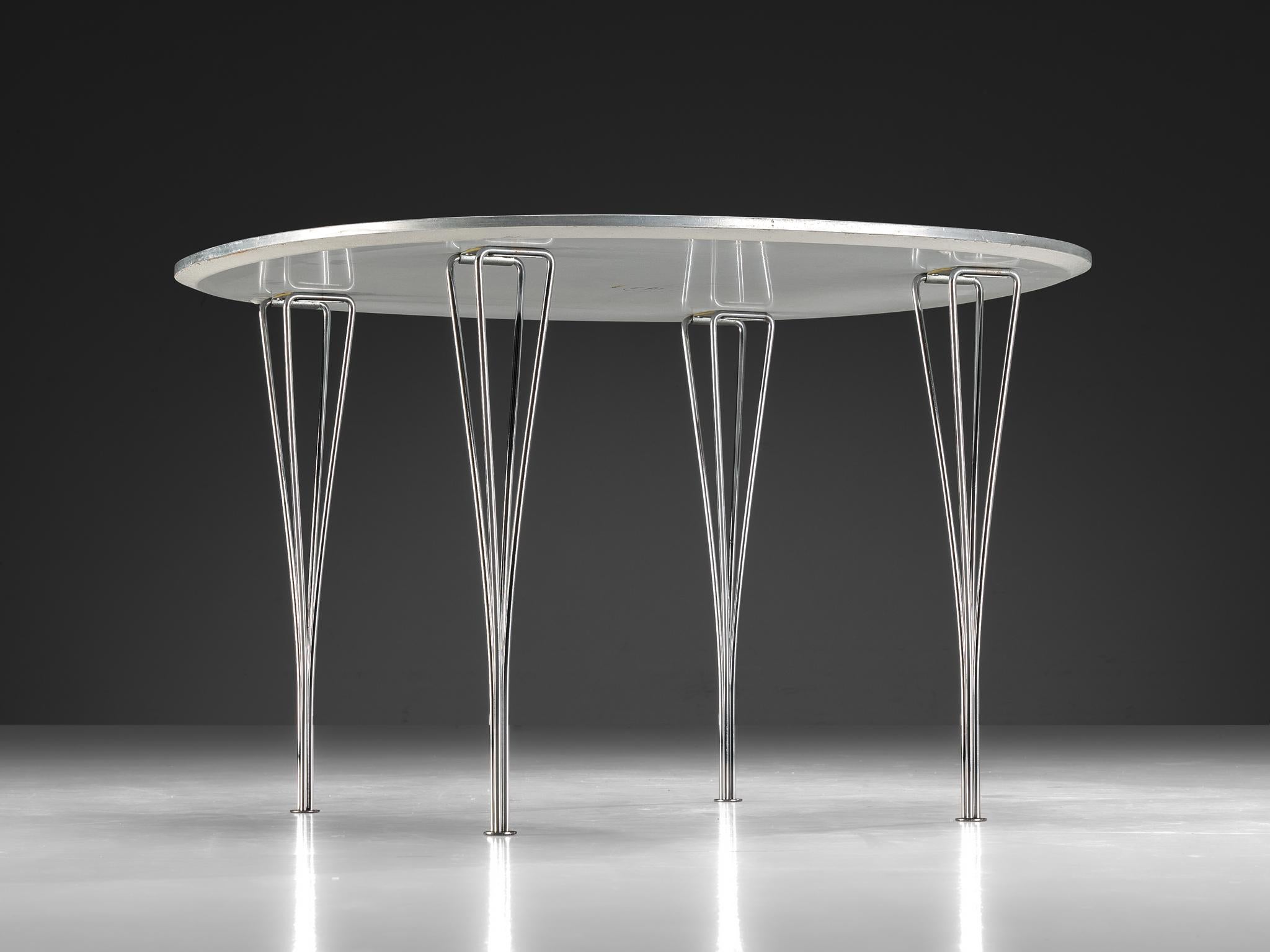 Danois Bruno Mathsson Piet Hein pour Fritz Hansen Table de salle à manger Super-Ellipse White en vente