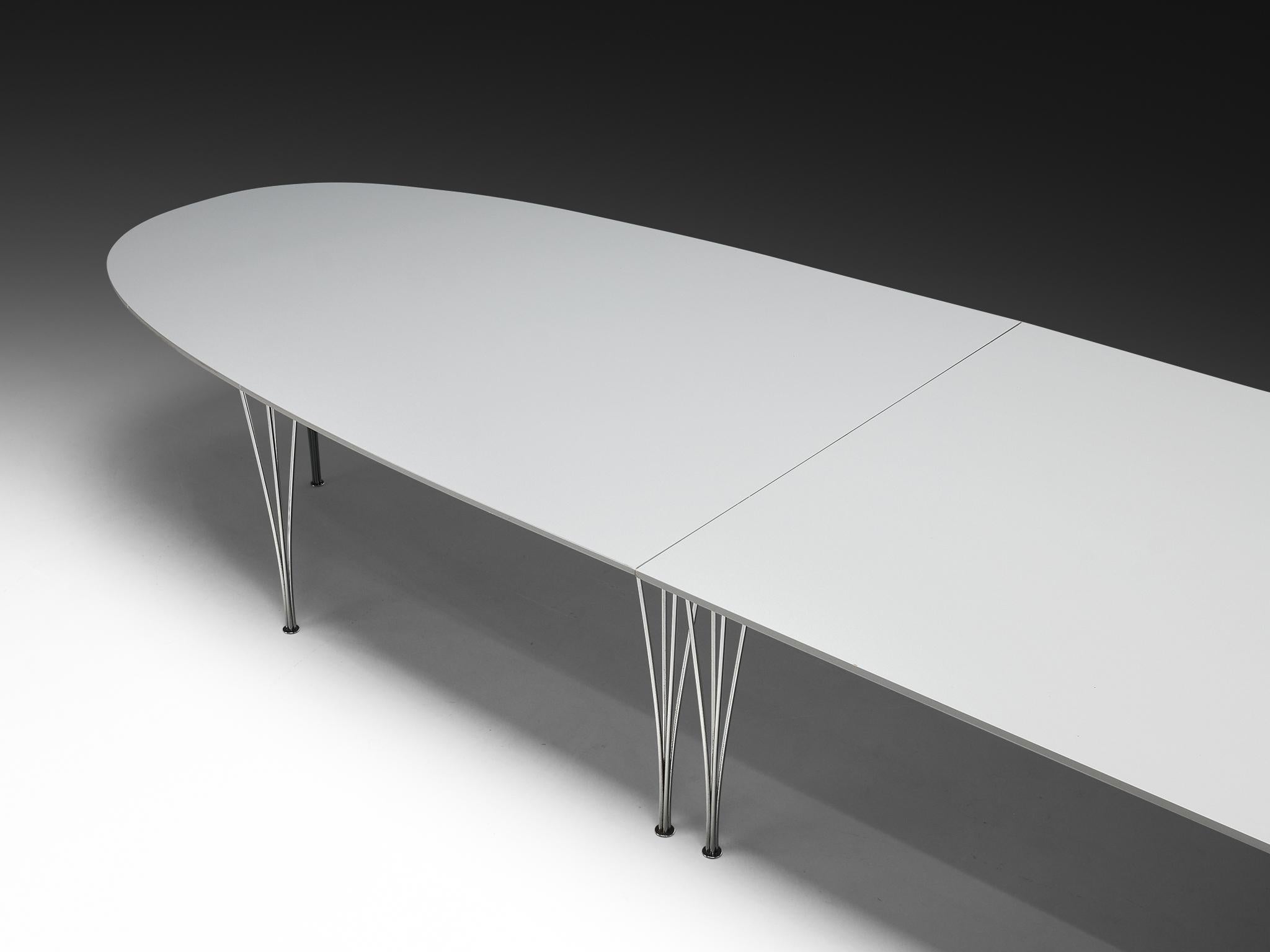 Danish Bruno Mathsson Piet Hein for Fritz Hansen Super-Ellipse White Dining Table For Sale