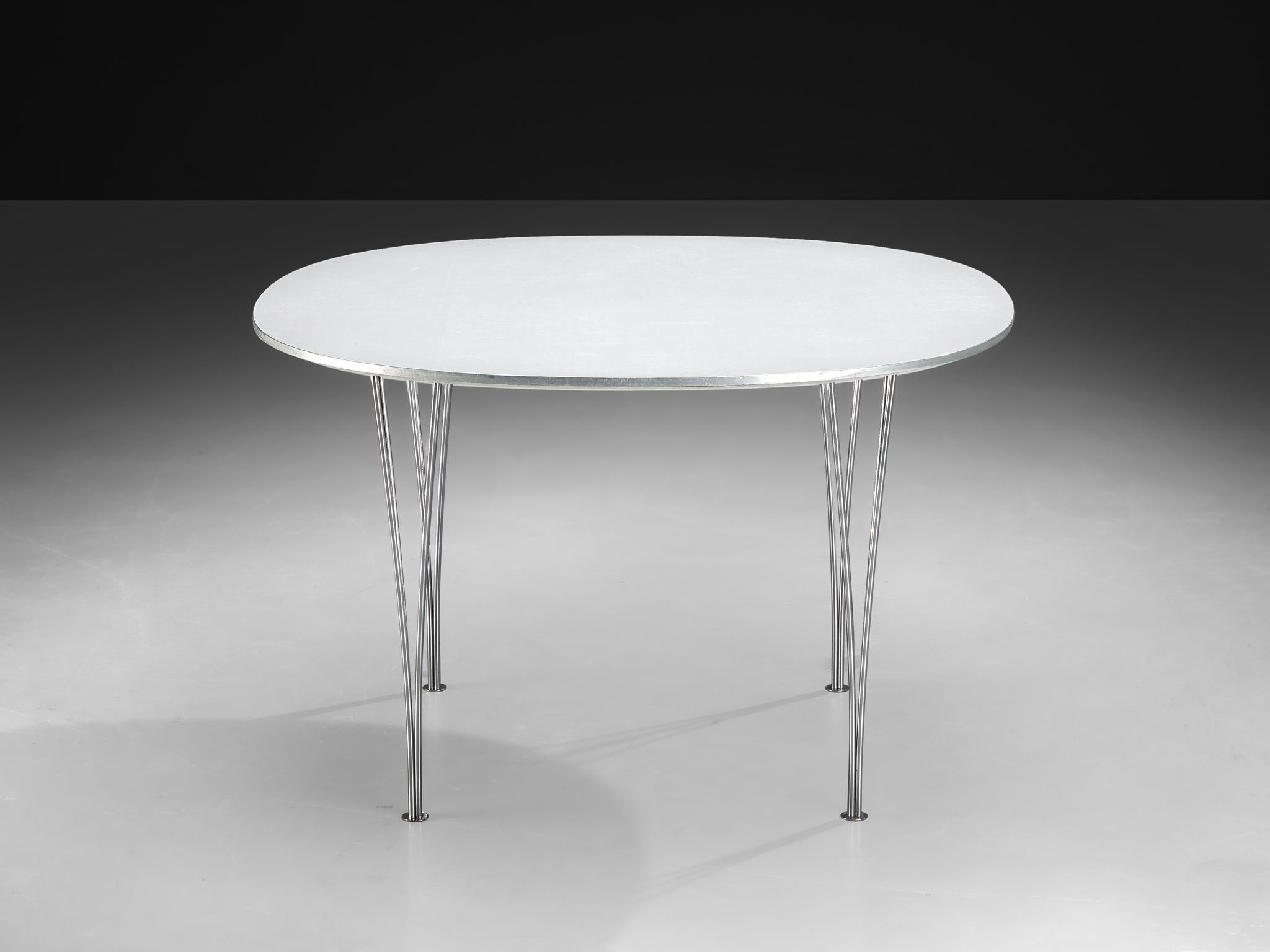 Bruno Mathsson Piet Hein pour Fritz Hansen Table de salle à manger Super-Ellipse White Bon état - En vente à Waalwijk, NL