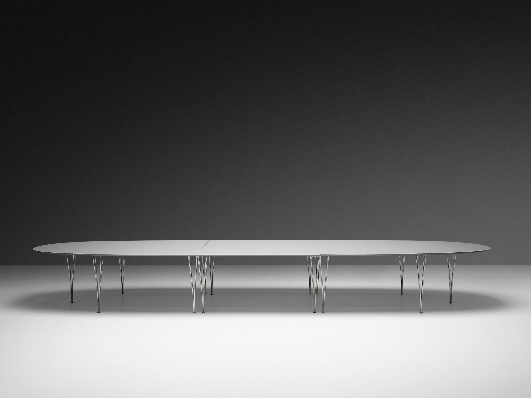Bruno Mathsson Piet Hein for Fritz Hansen Super-Ellipse White Dining Table In Good Condition For Sale In Waalwijk, NL