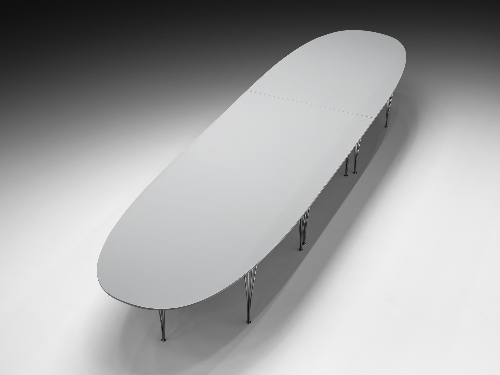Mid-20th Century Bruno Mathsson Piet Hein for Fritz Hansen Super-Ellipse White Dining Table For Sale