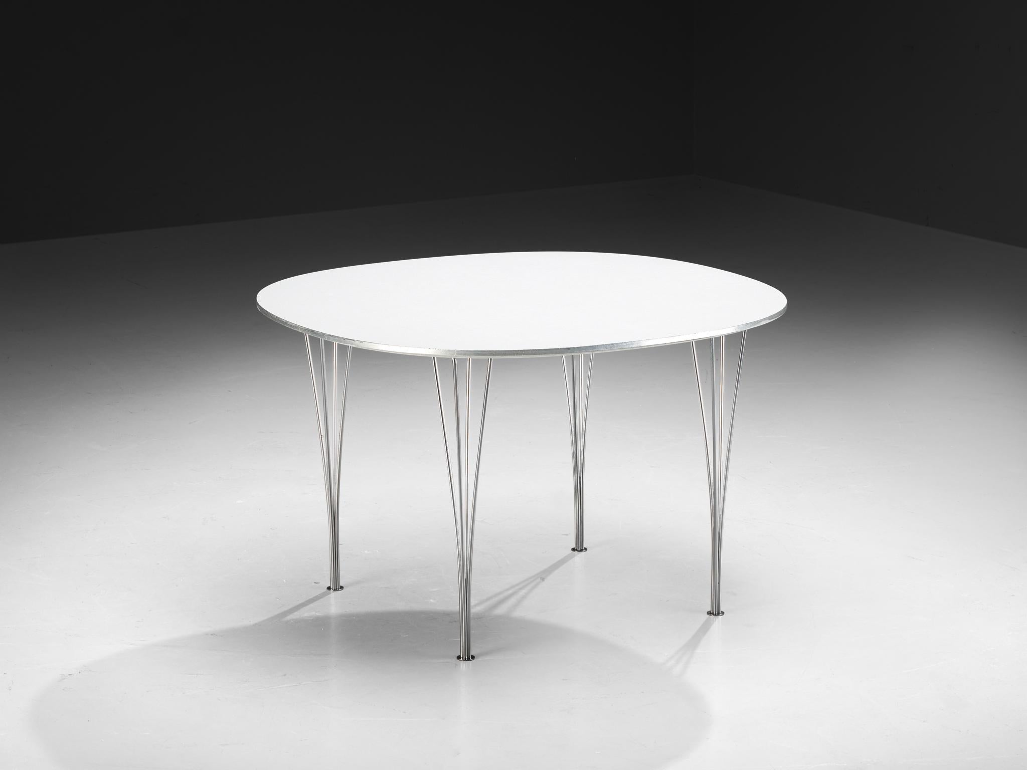 Bruno Mathsson Piet Hein pour Fritz Hansen Table de salle à manger Super-Ellipse White en vente 1