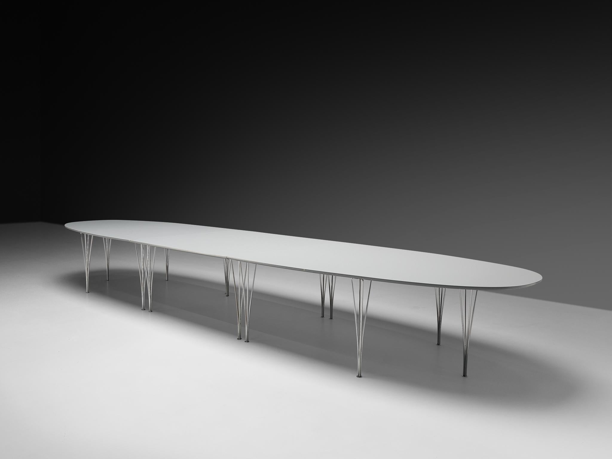 Bruno Mathsson Piet Hein for Fritz Hansen Super-Ellipse White Dining Table For Sale 1