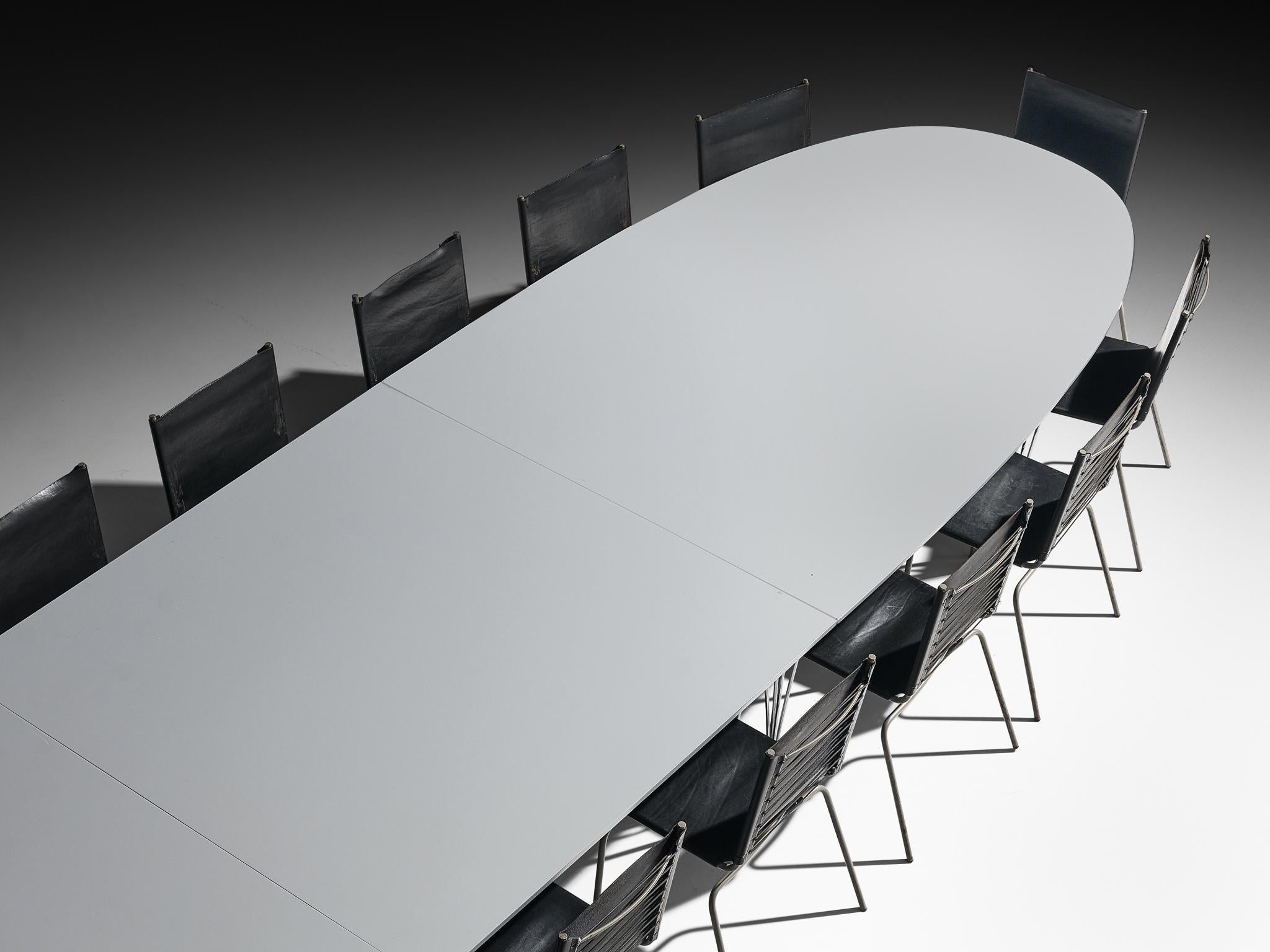 Mesa Super-Ellipse Bruno Mathsson & Piet Hein con sillas Fabiaan Van Severen Posmoderno en venta