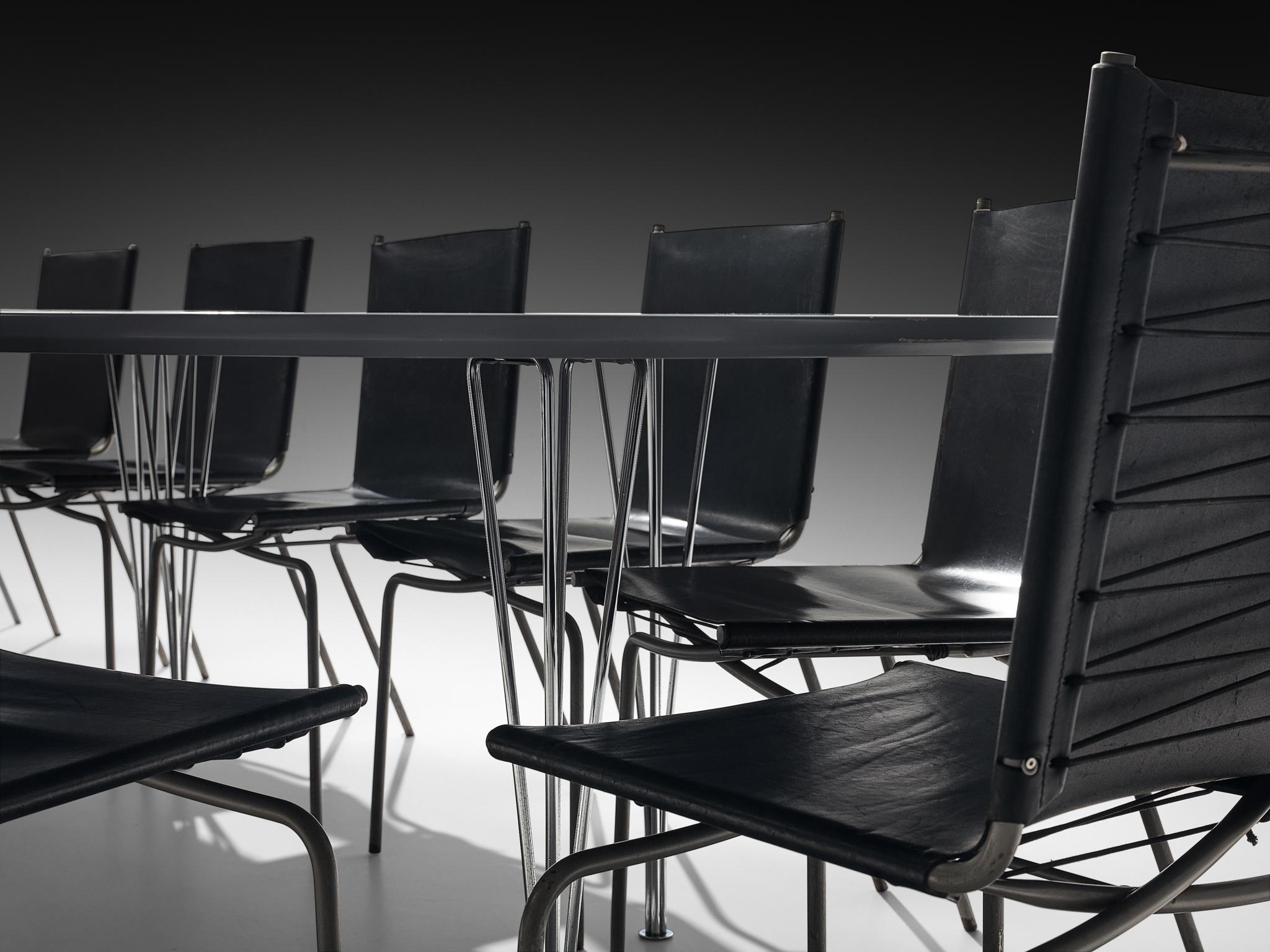 Mesa Super-Ellipse Bruno Mathsson & Piet Hein con sillas Fabiaan Van Severen Belga en venta