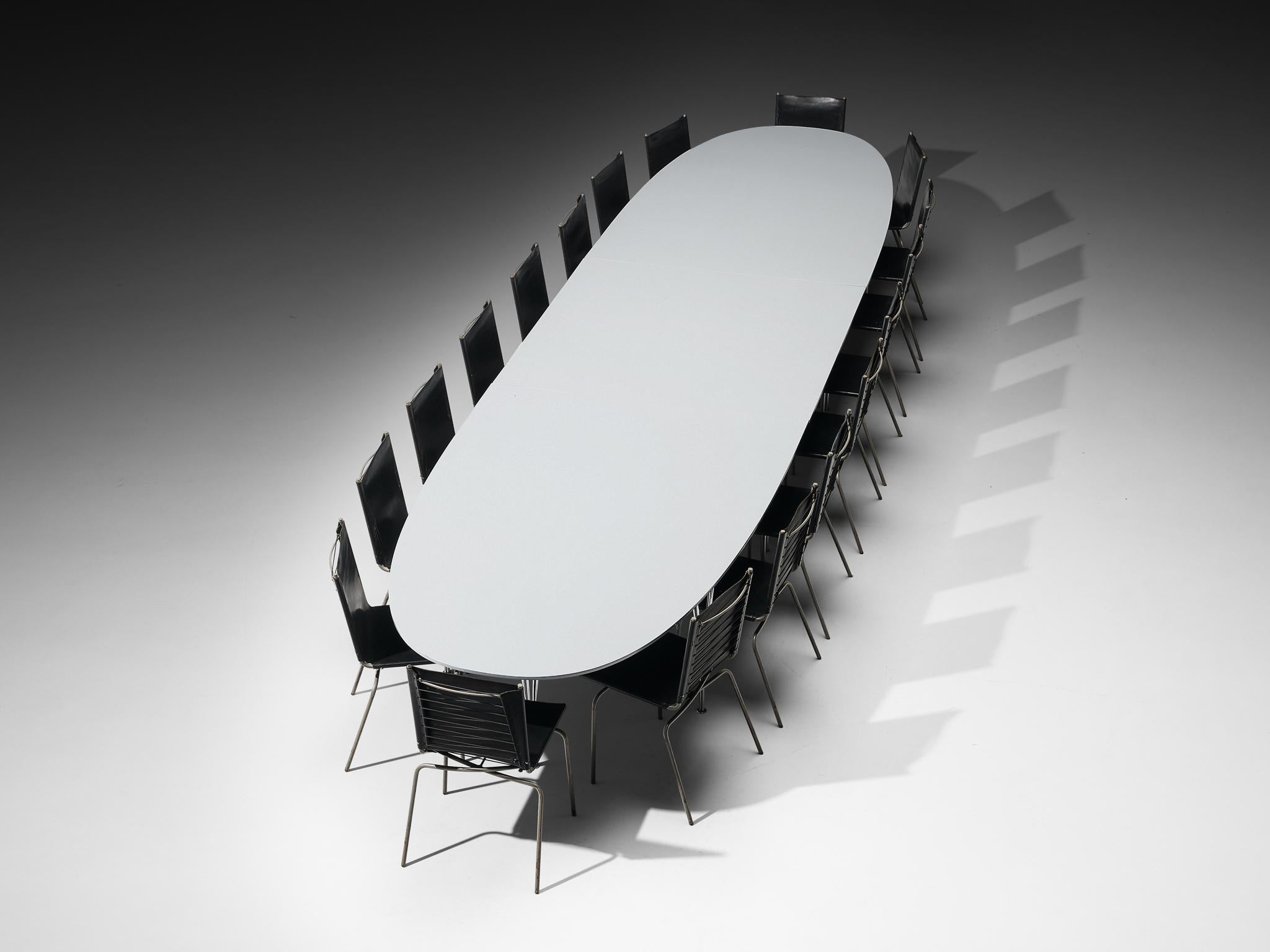 Mesa Super-Ellipse Bruno Mathsson & Piet Hein con sillas Fabiaan Van Severen mediados del siglo XX en venta