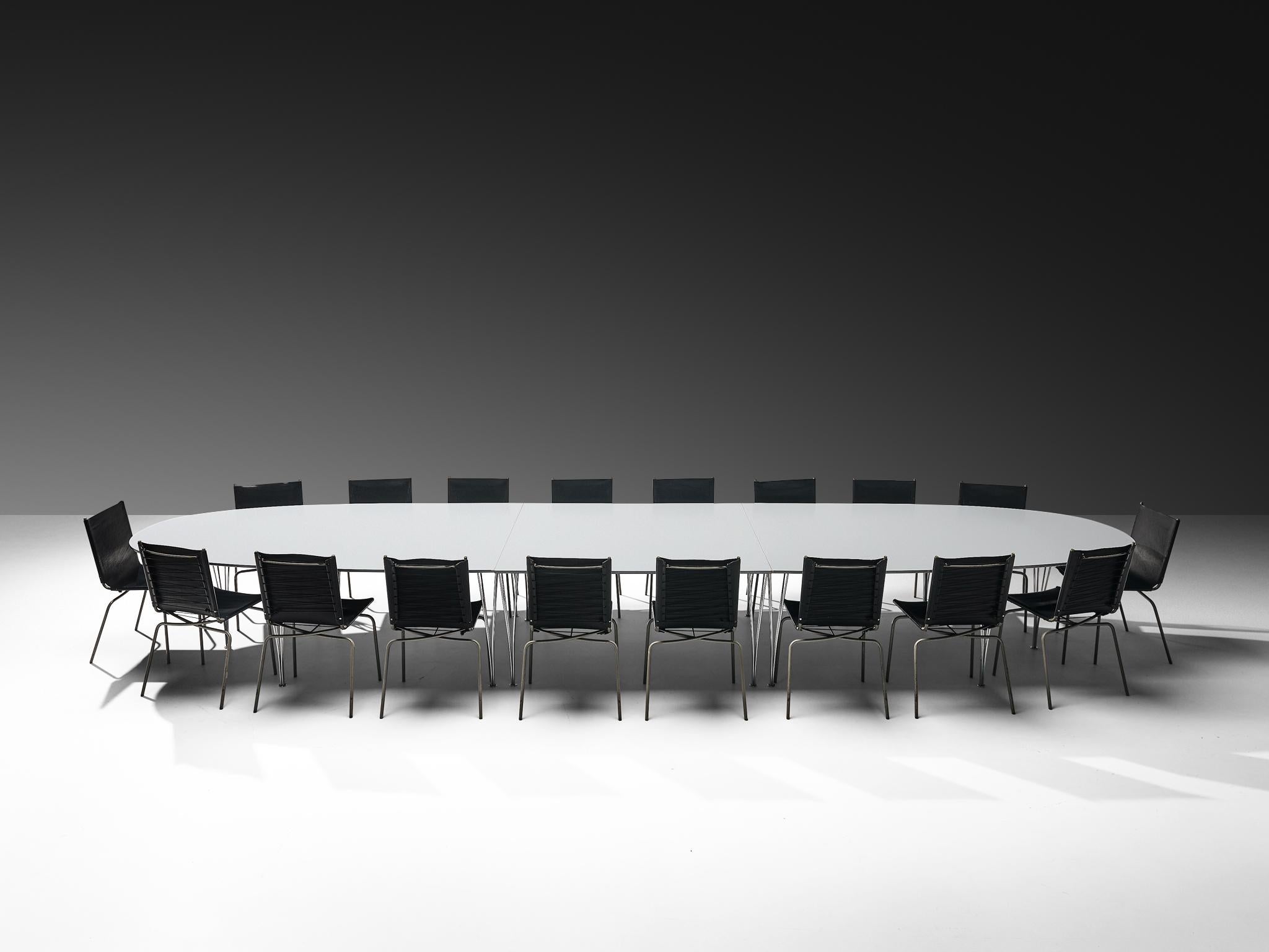 Mesa Super-Ellipse Bruno Mathsson & Piet Hein con sillas Fabiaan Van Severen en venta 1