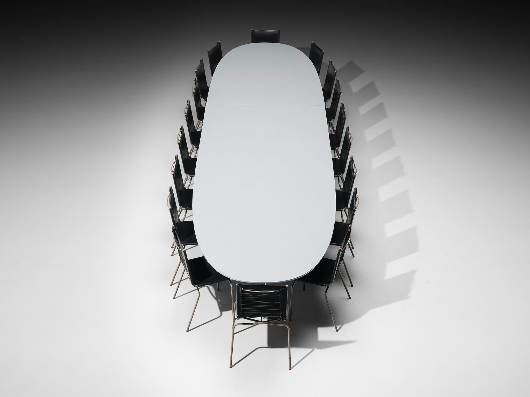 Mesa Super-Ellipse Bruno Mathsson & Piet Hein con sillas Fabiaan Van Severen en venta 2