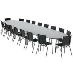 Bruno Mathsson & Piet Hein Super-Ellipse Table with Fabiaan Van Severen Chairs