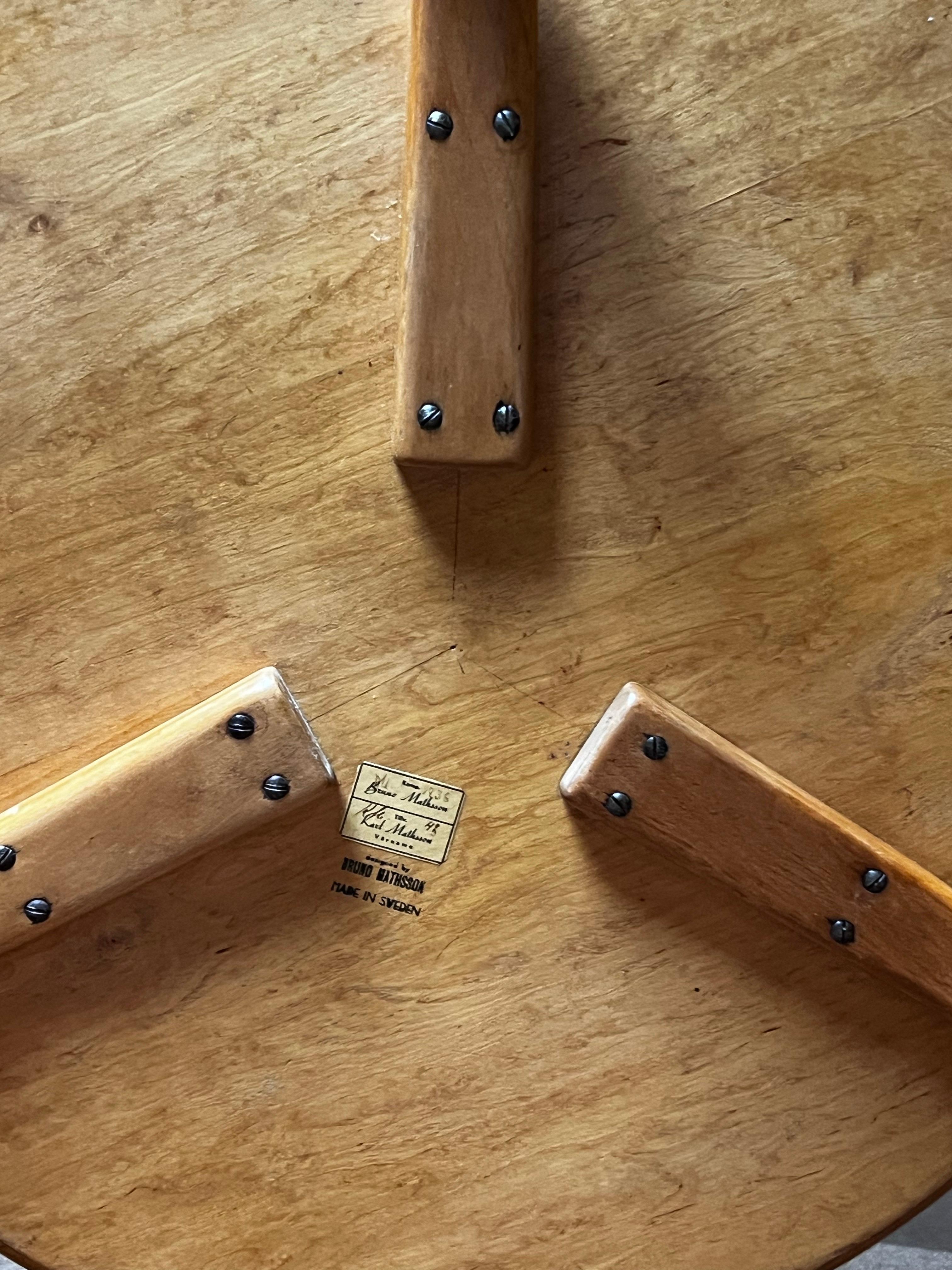 Betulla Bruno Mathsson raro tavolino originale del 1936 in legno di radica e betulla, da collezione, nuovo di zecca in vendita