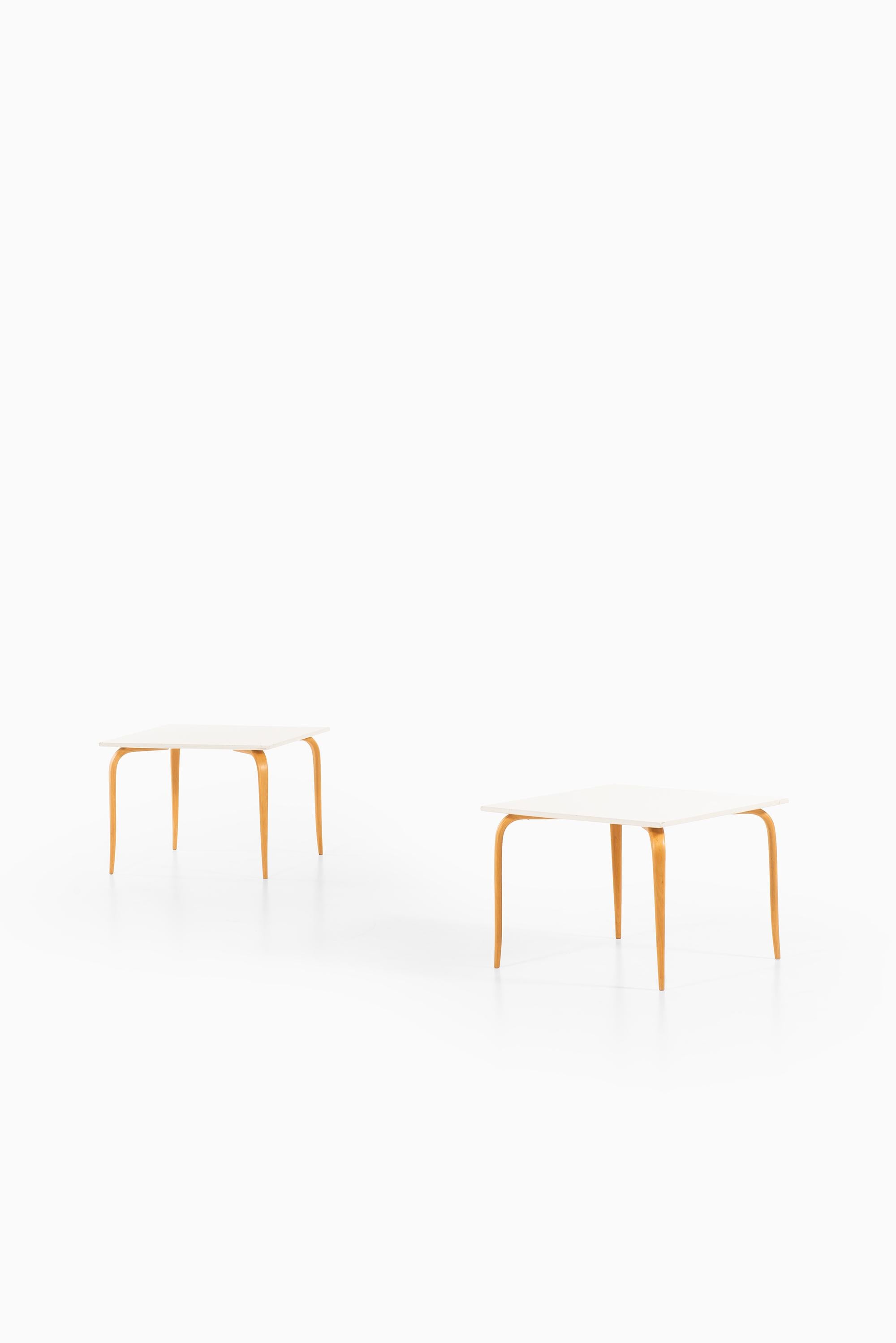 A pair of side tables model Annika designed by Bruno Mathsson. Produced by Karl Mathsson in Värnamo, Sweden.