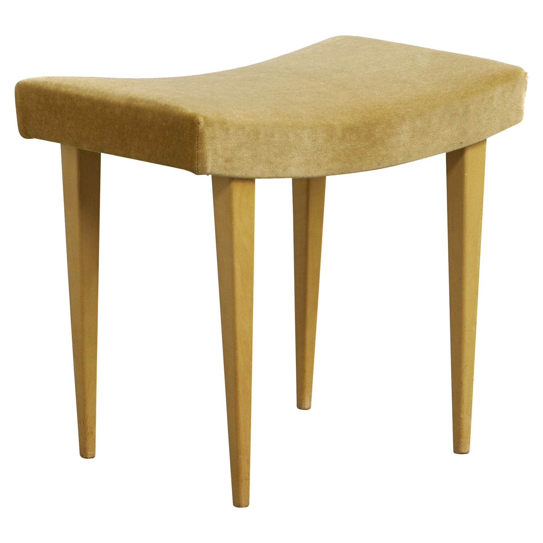 Bruno Mathsson, Stool, Wood, Mohair, Sweden, 1940s