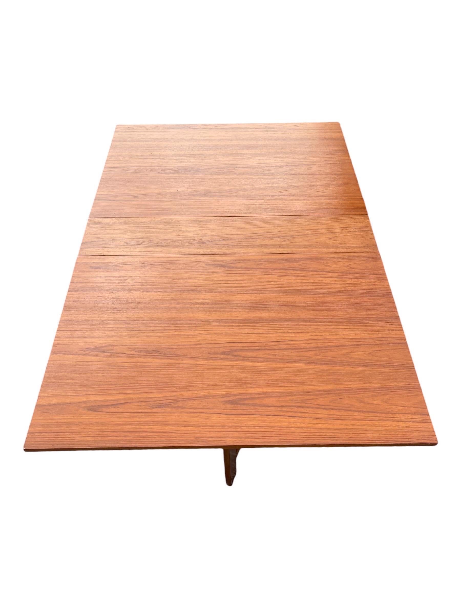 Bruno Mathsson Style Danish Modern Teak Folding Dining Table In Good Condition In Brooklyn, NY