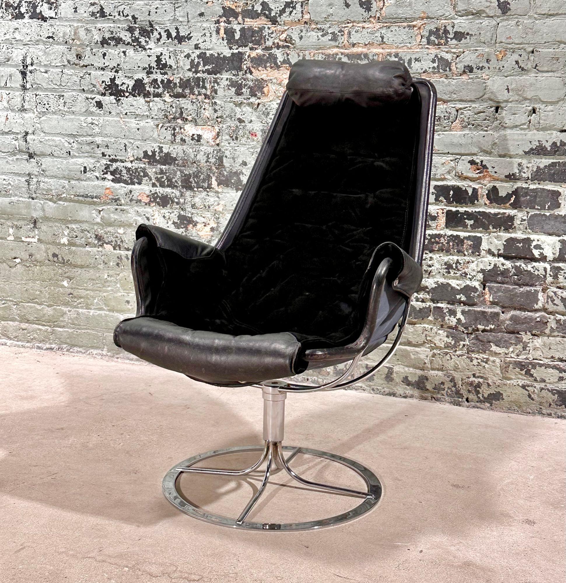 Mid-20th Century Bruno Mathsson Suede and Leather Jetson Swivel Chair, Dux Sweden 1969 For Sale