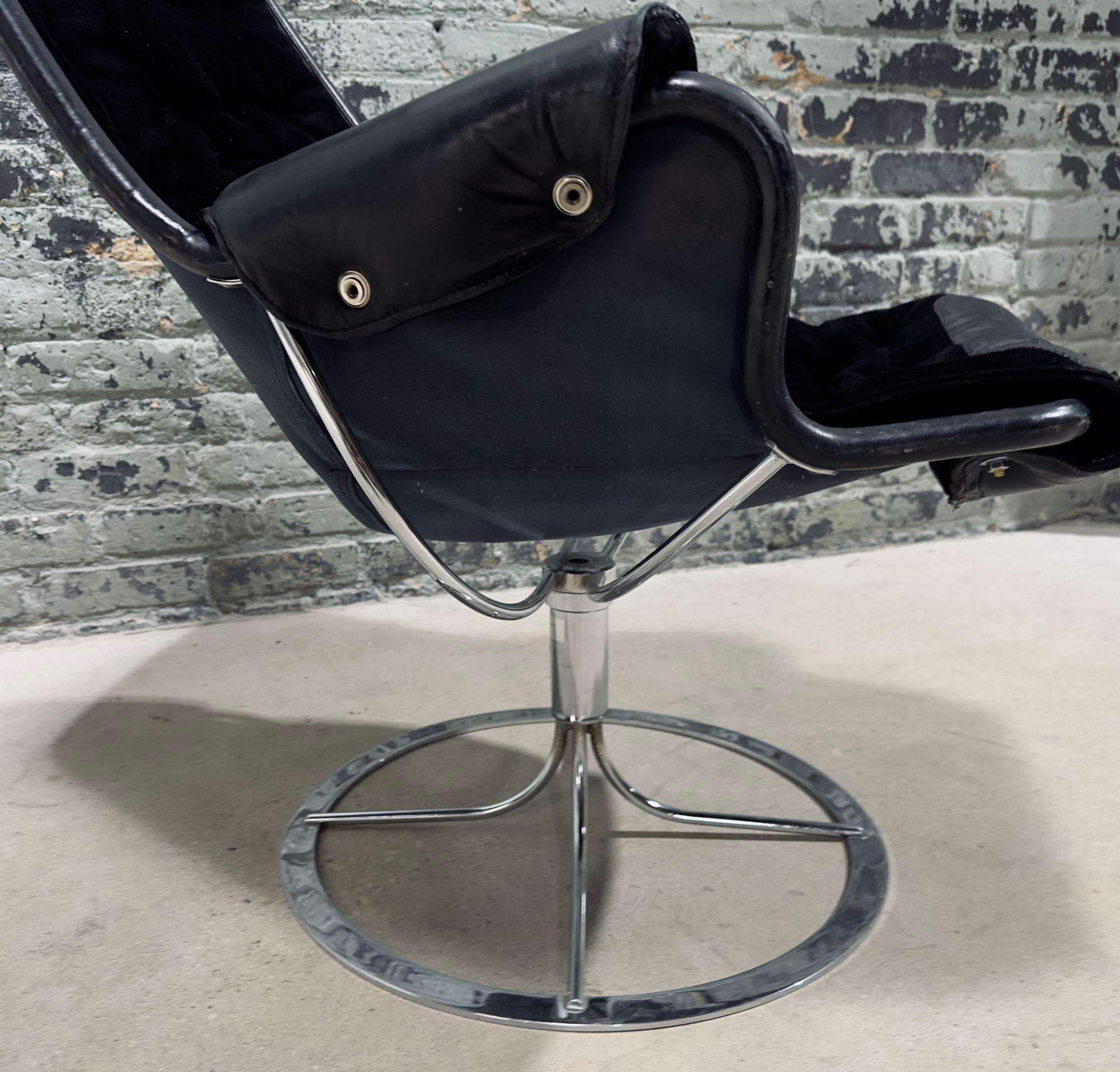 Bruno Mathsson Suede and Leather Jetson Swivel Chair, Dux Sweden 1969 For Sale 2