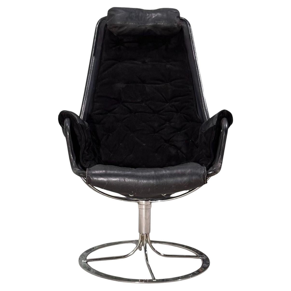 Bruno Mathsson Suede and Leather Jetson Swivel Chair, Dux Sweden 1969 For Sale