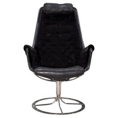 Vintage Bruno Mathsson Suede and Leather Jetson Swivel Chair, Dux Sweden 1969