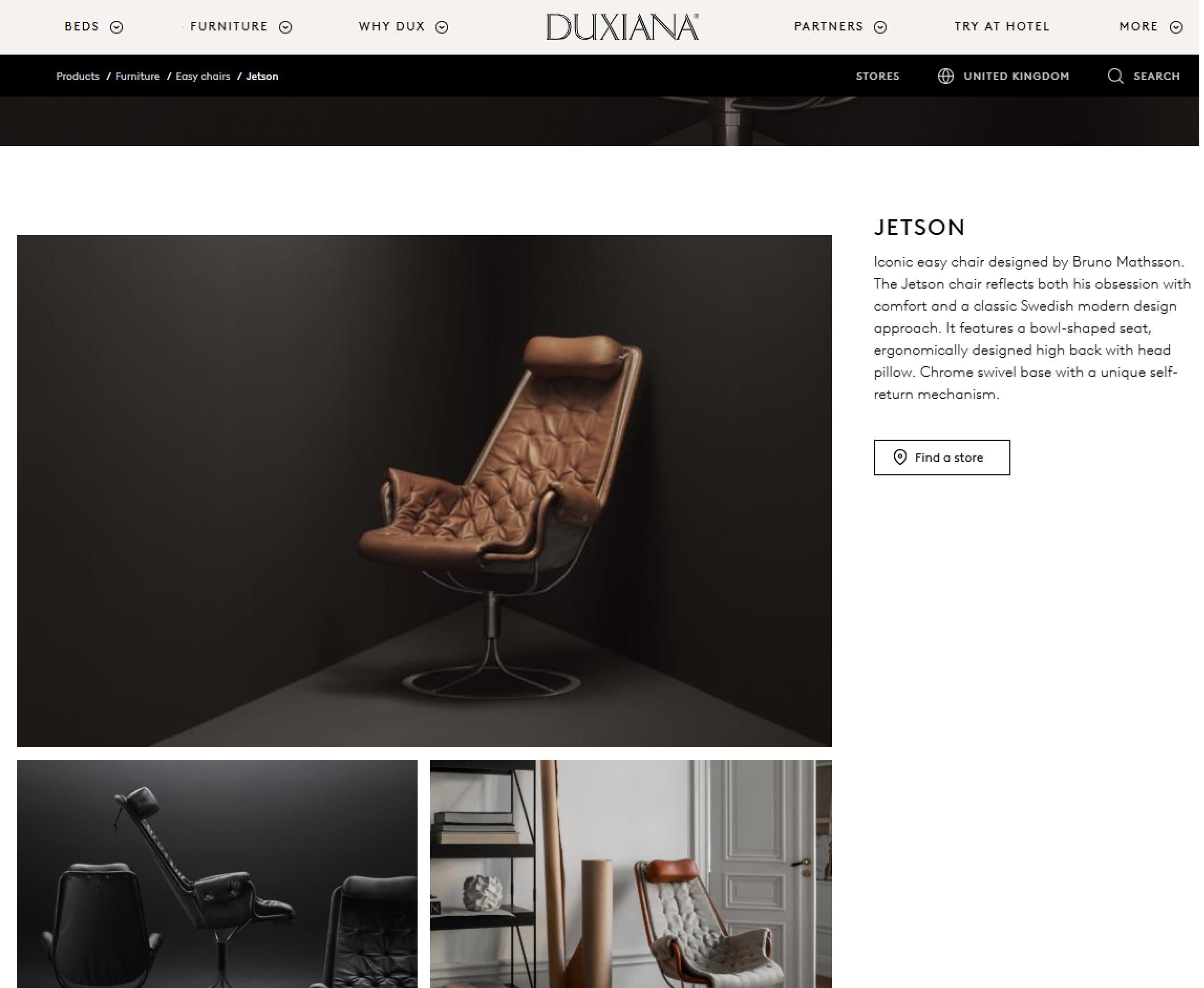 Royal House Antiques

The House Antiques a le plaisir d'offrir à la vente ce fauteuil de collection très confortable, RRP £5999 Bruno Mathsson of Sweden 1907-1988 Jetson Swivel chrome based armchair made for Duxiana.

Veuillez noter que les frais de