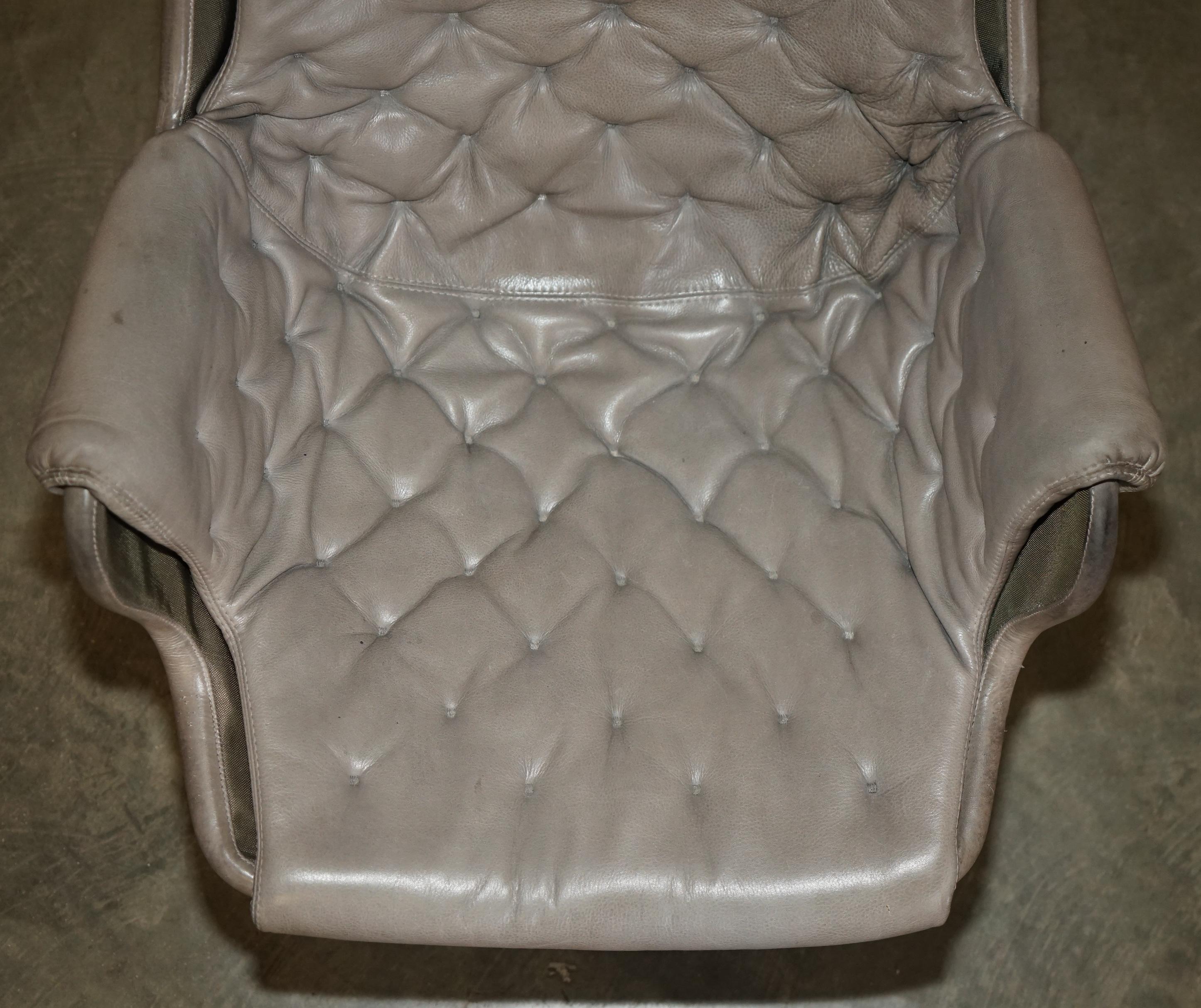 Bruno Mathsson SWEDiSH DUXIANA JETSON ARMCHAIR SWIVEL EN CUIR GRIS Bon état - En vente à West Sussex, Pulborough
