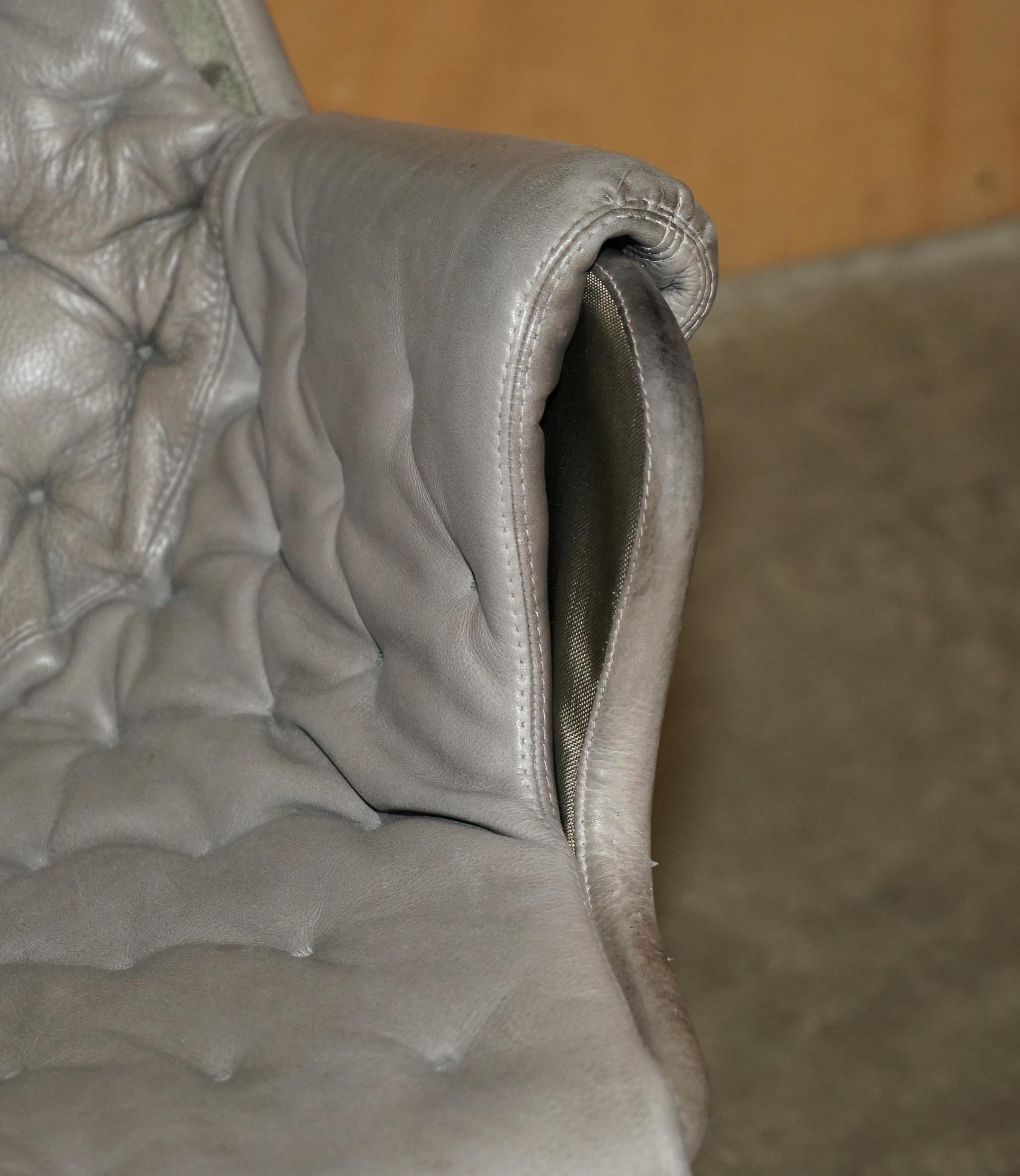 20ième siècle Bruno Mathsson SWEDiSH DUXIANA JETSON ARMCHAIR SWIVEL EN CUIR GRIS en vente